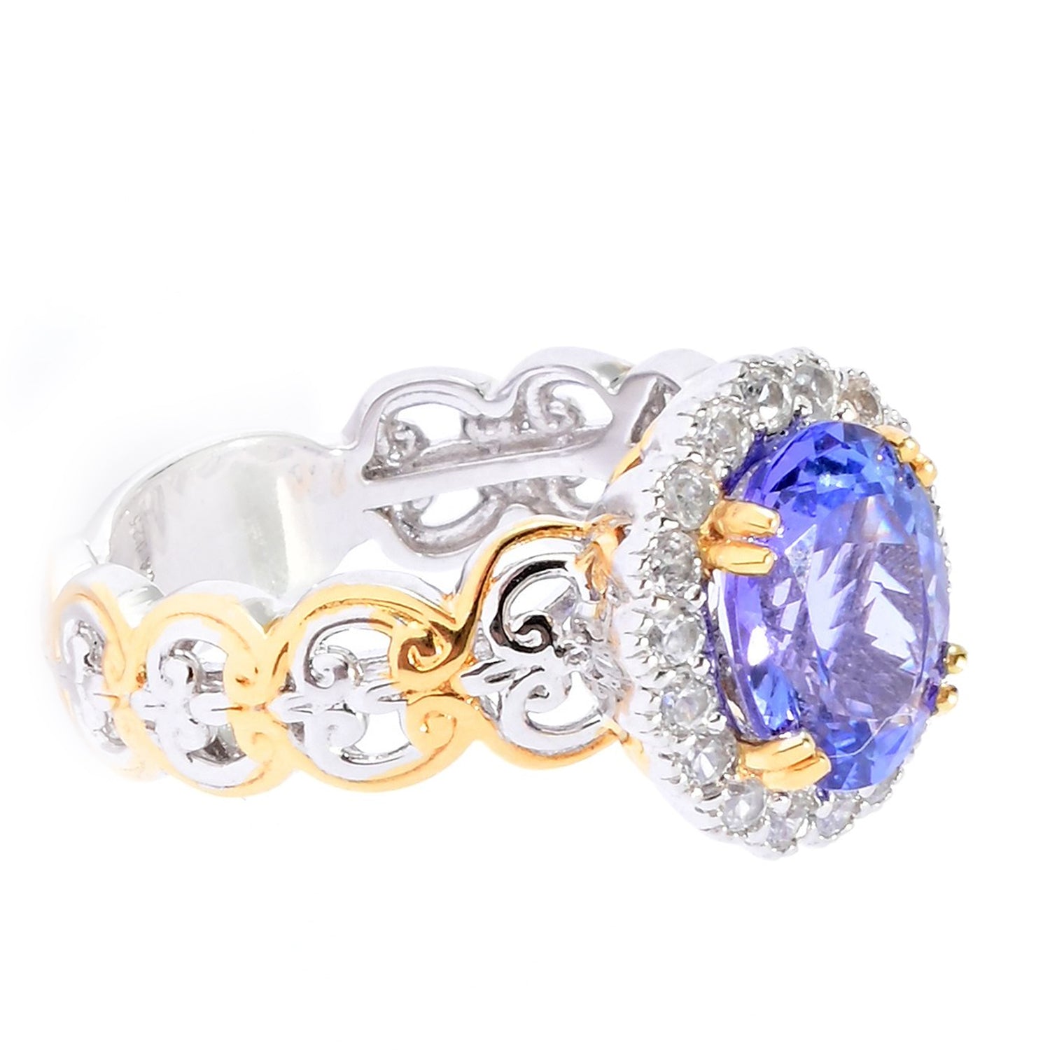 Gems en Vogue 2.96ctw Tanzanite & White Zircon Halo Ring