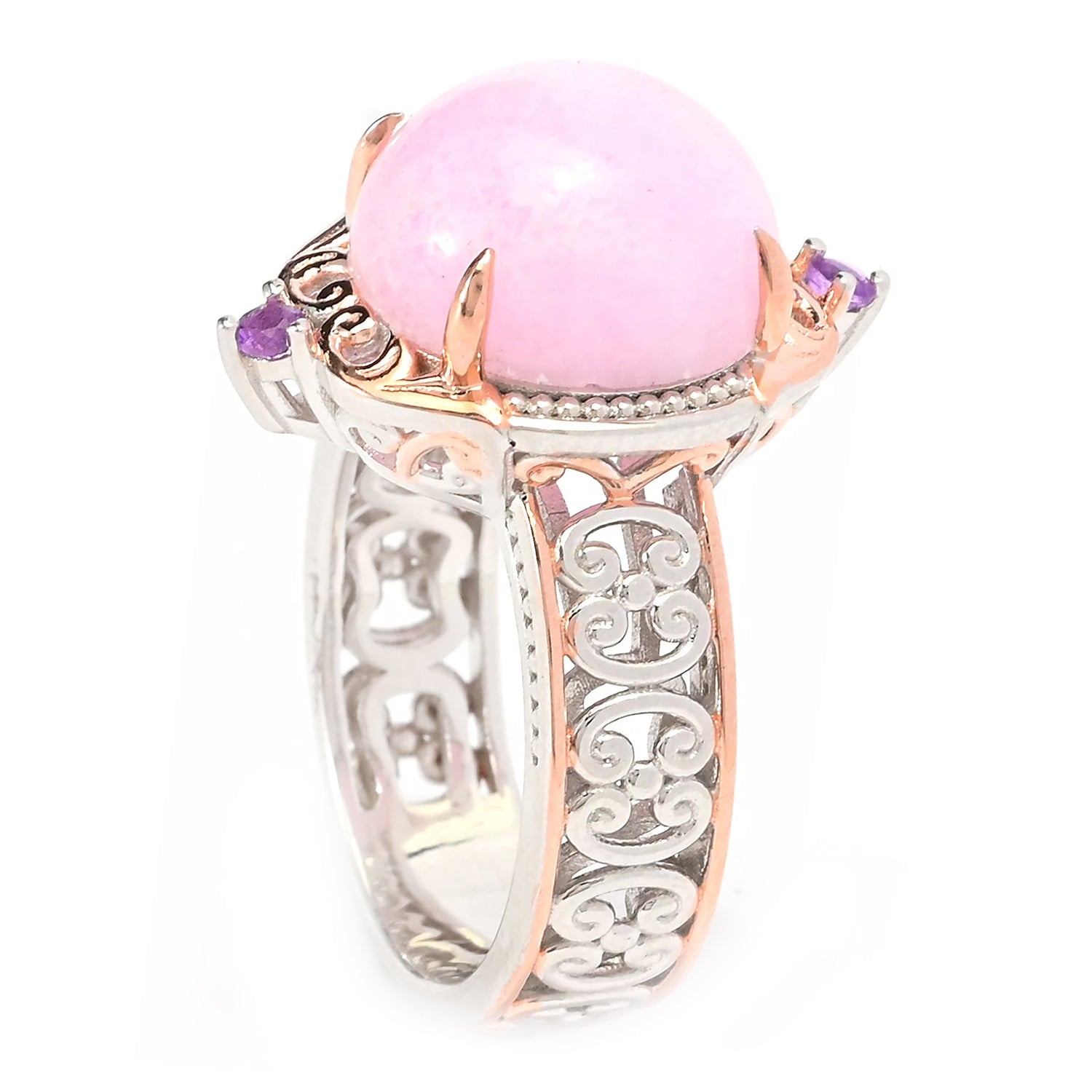 Gems en Vogue Pink Hemimorphite & Brazilian Amethyst Ring