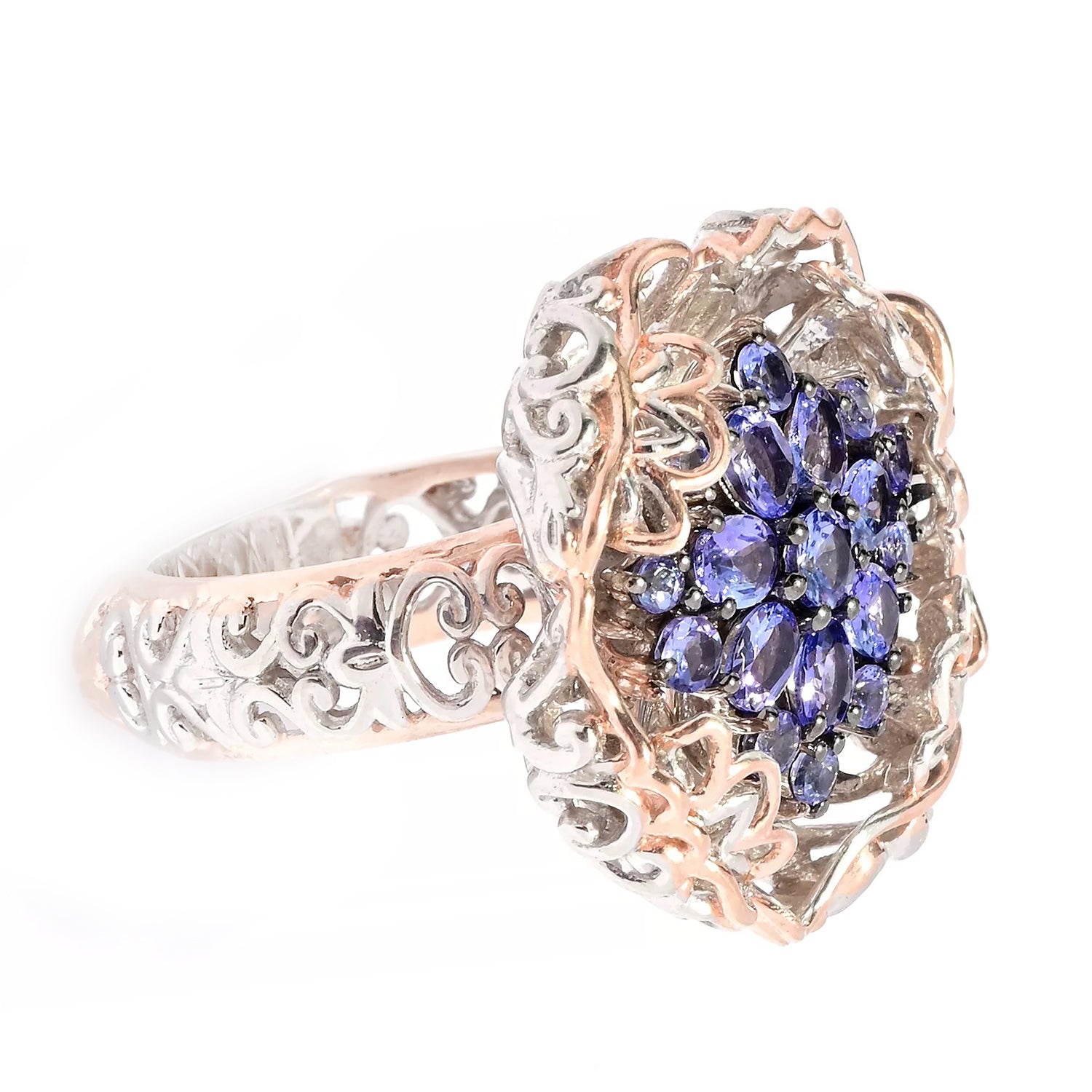 Gems en Vogue 1.95ctw Tanzanite Flower Ring