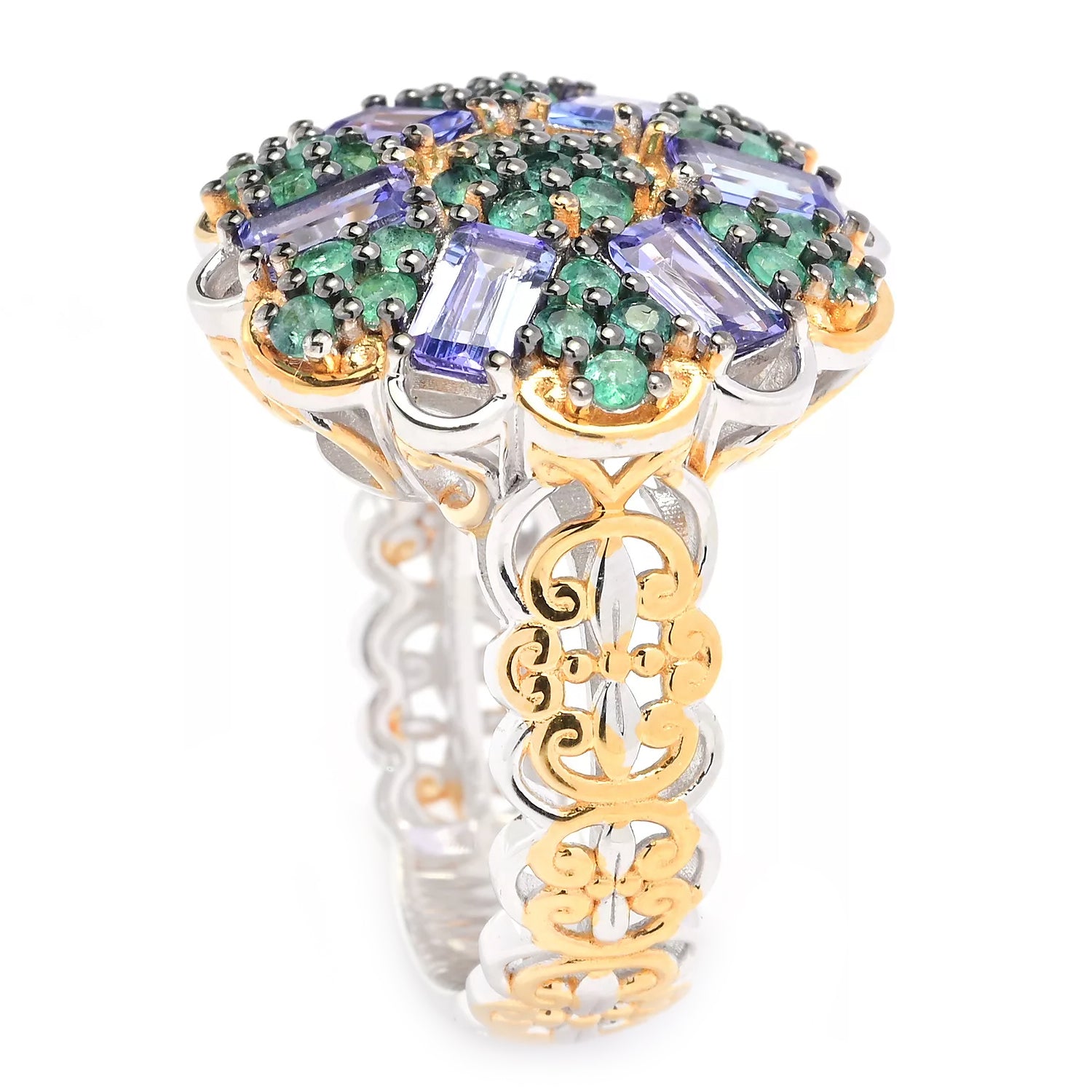 Gems en Vogue 2.73ctw Tanzanite & Grizzly Emerald Ring