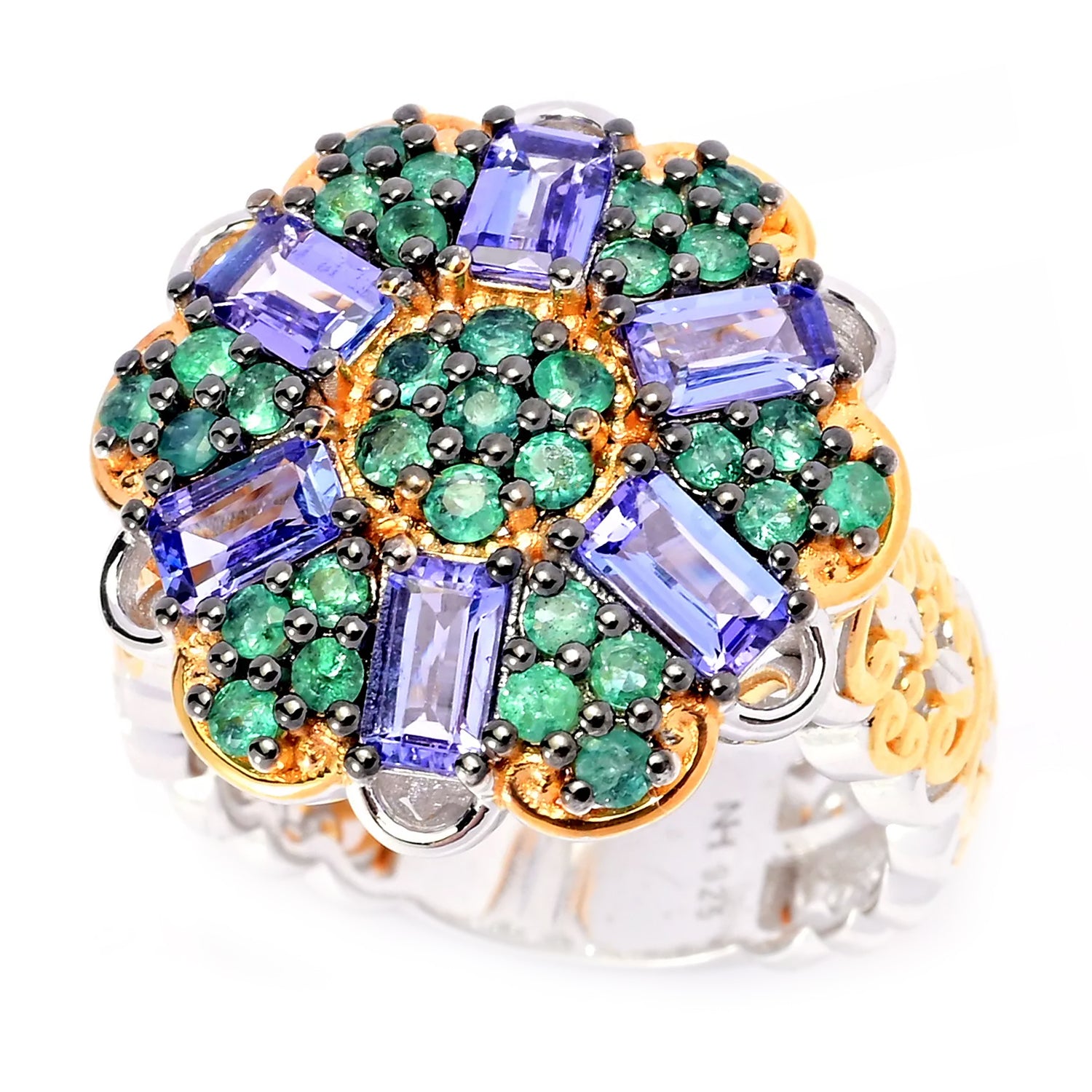 Gems en Vogue 2.73ctw Tanzanite & Grizzly Emerald Ring