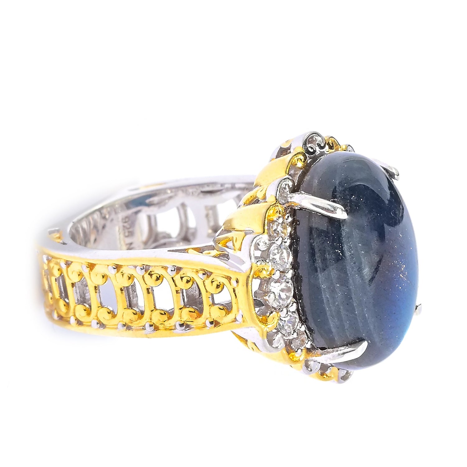 Gems en Vogue Labradorite & White Zircon Ring