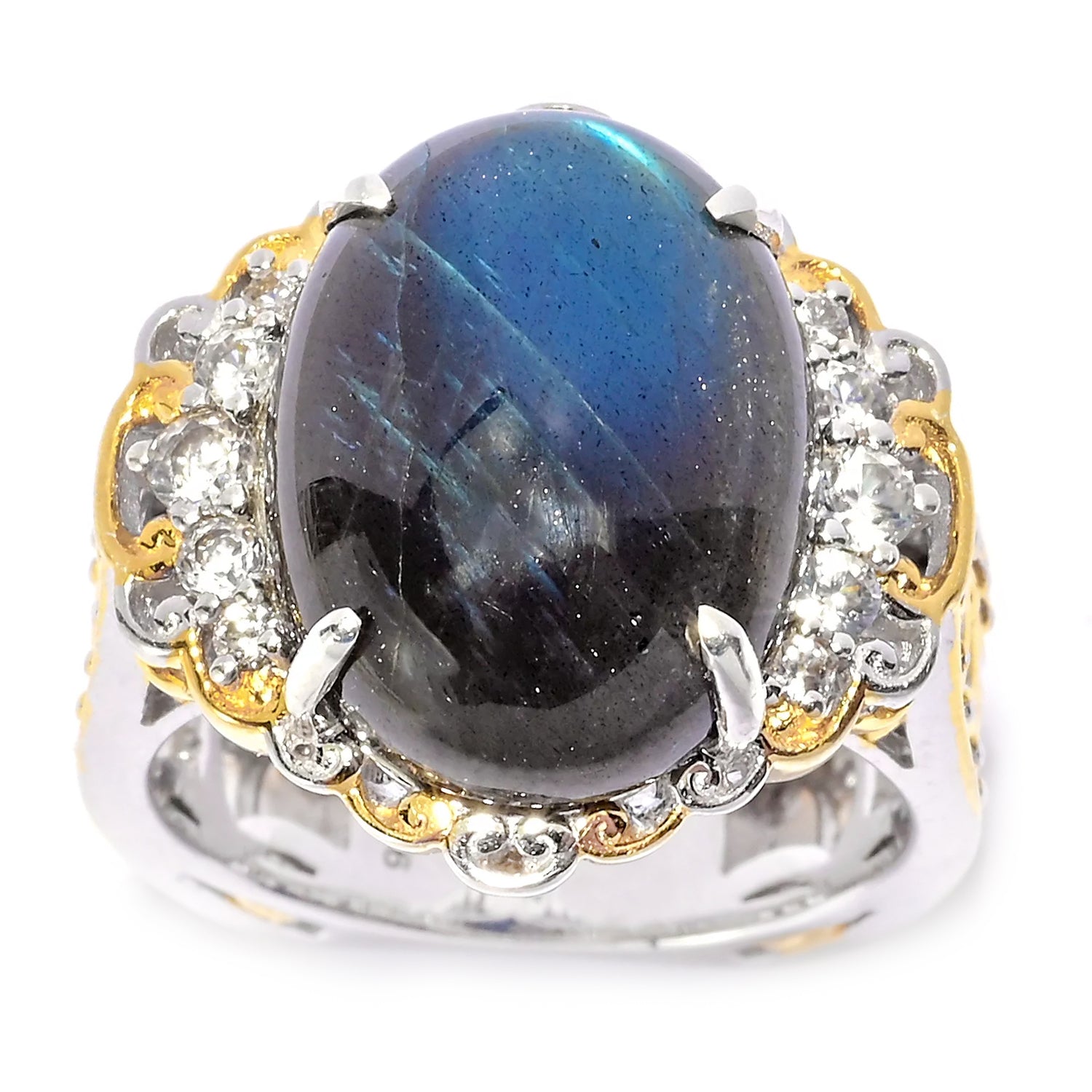 Gems en Vogue Labradorite & White Zircon Ring