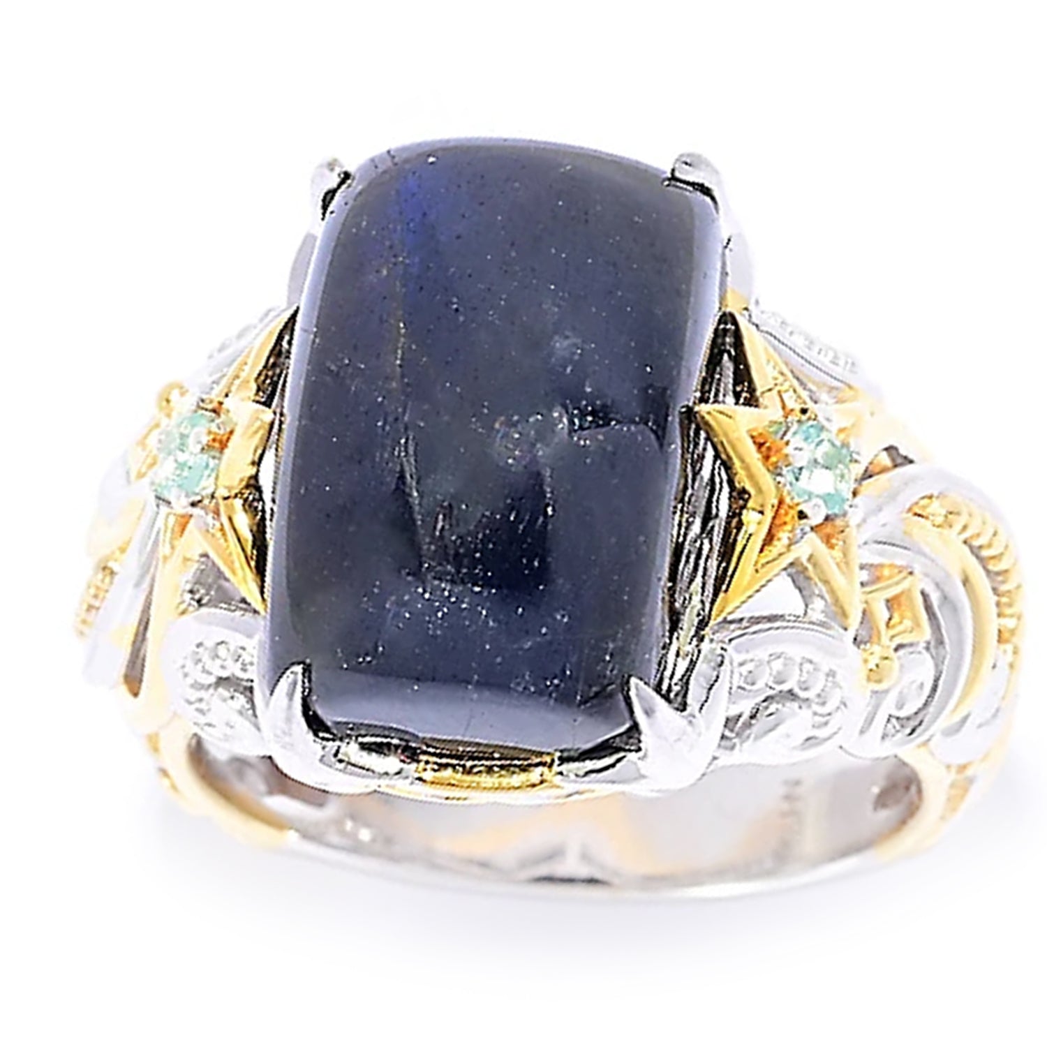 Gems en Vogue Blue Labradorite & Dauphin Apatite Celestial Ring