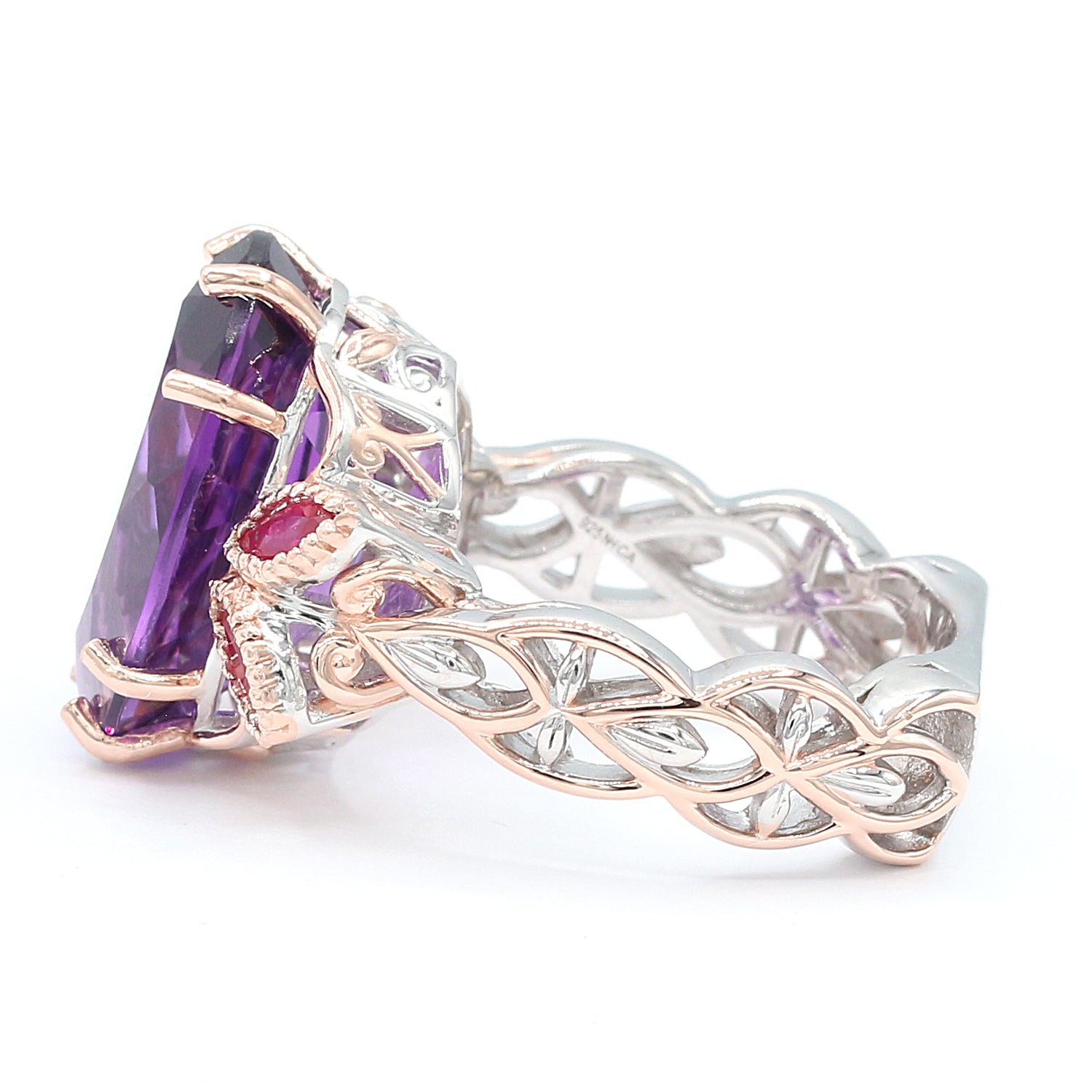 Gems en Vogue 11.51ctw Namibian Amethyst & Ruby Ring