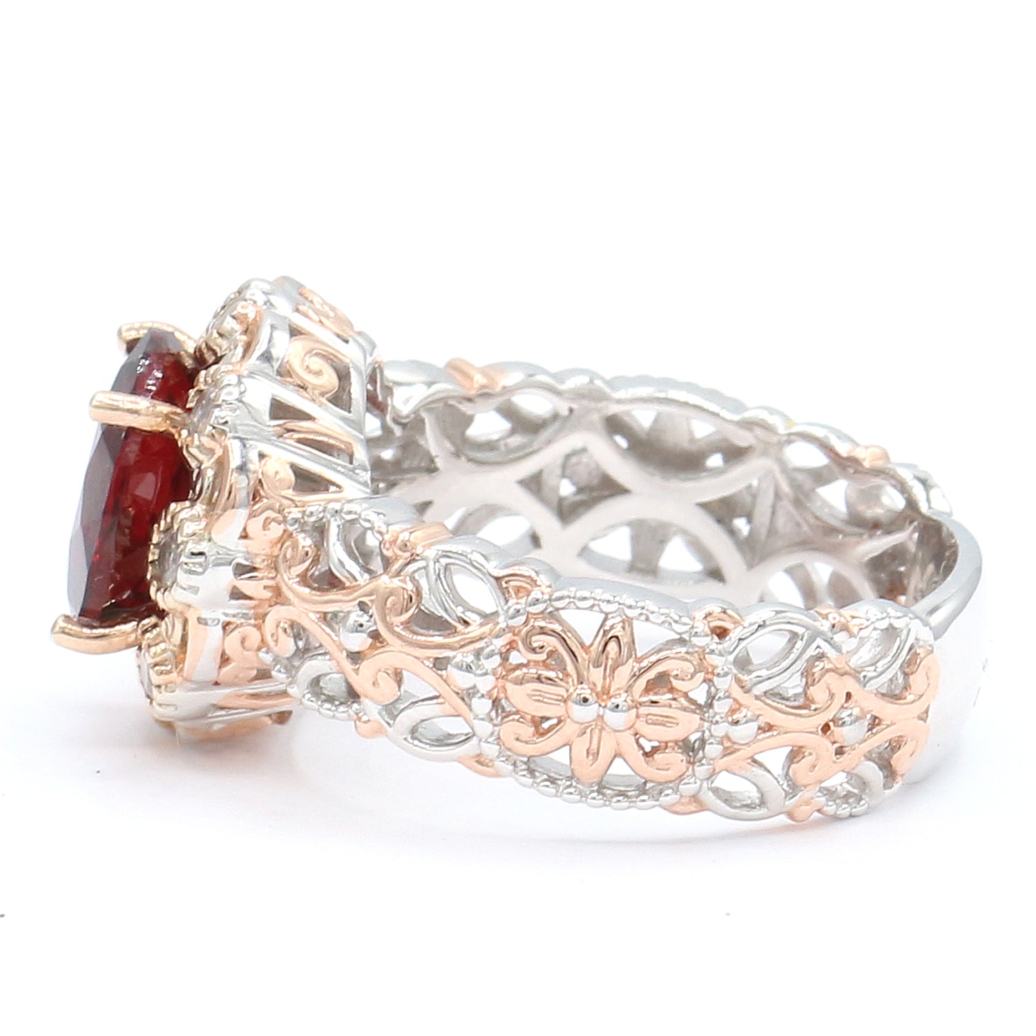 Gems en Vogue 3.48ctw Almandine Garnet & White Zircon Ring