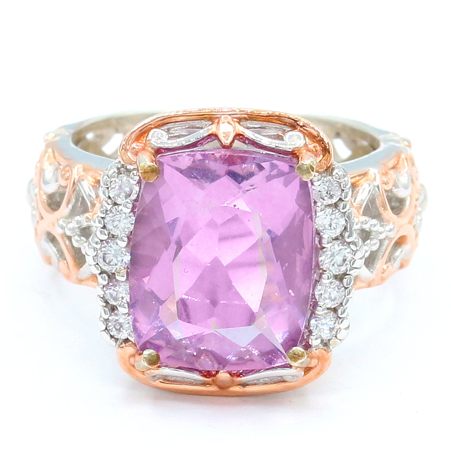 Gems en Vogue 4.03ctw Pink Amethyst & White Zircon Ring