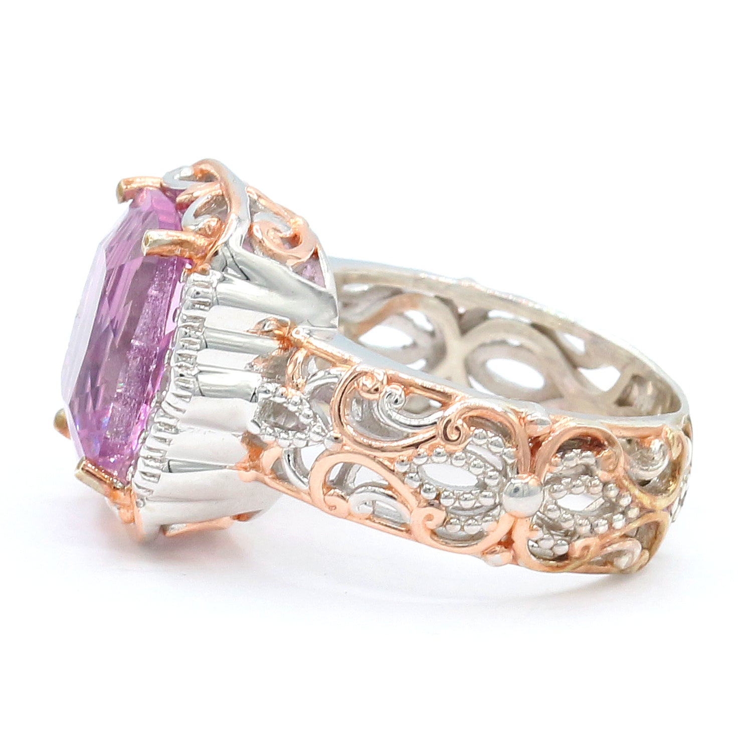 Gems en Vogue 4.03ctw Pink Amethyst & White Zircon Ring