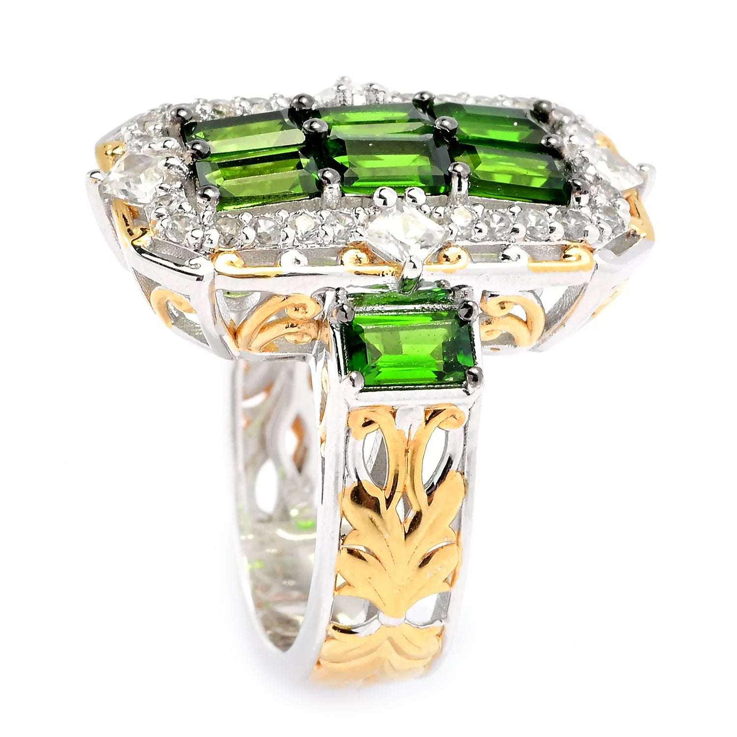 Gems en Vogue 2.08ctw Chrome Diopside & White Zircon Ring