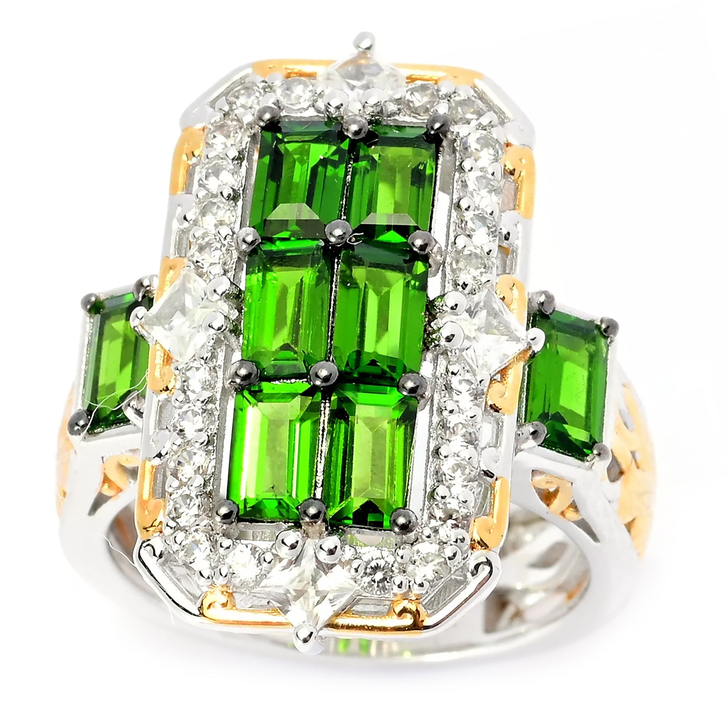 Gems en Vogue 3.07ctw Chrome Diopside & White Zircon Ring