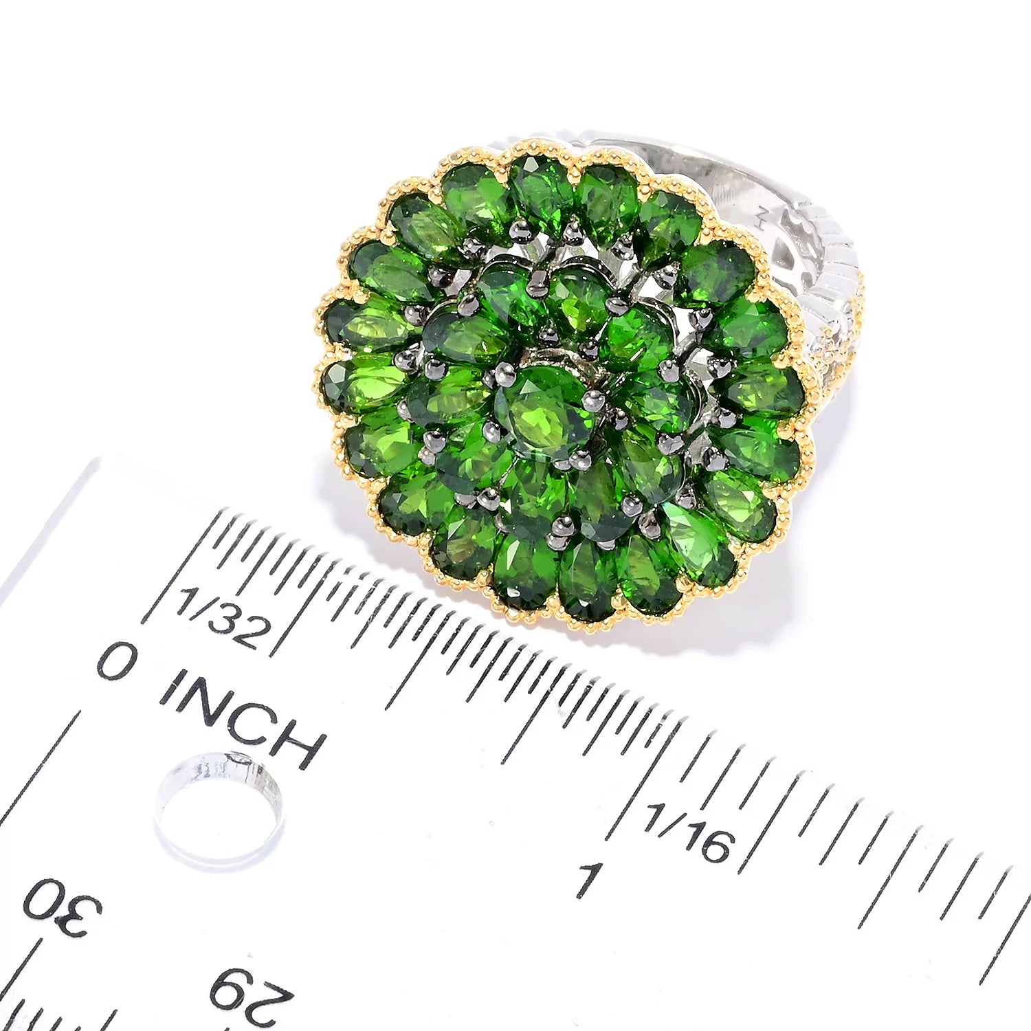 Gems en Vogue 6.96ctw Chrome Diopside Flower Cluster Ring