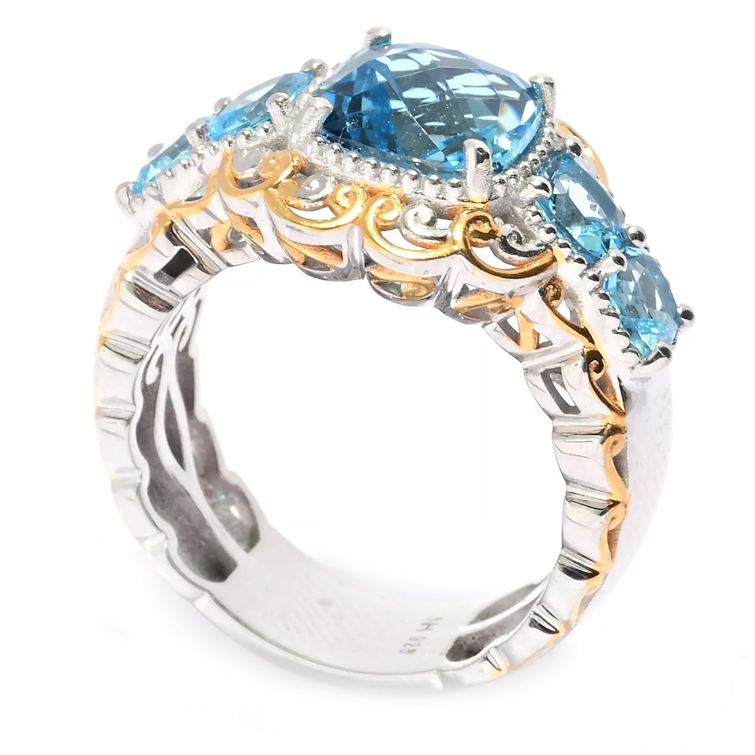 Gems en Vogue 4.16ctw Cushion Swiss Blue Topaz Ring