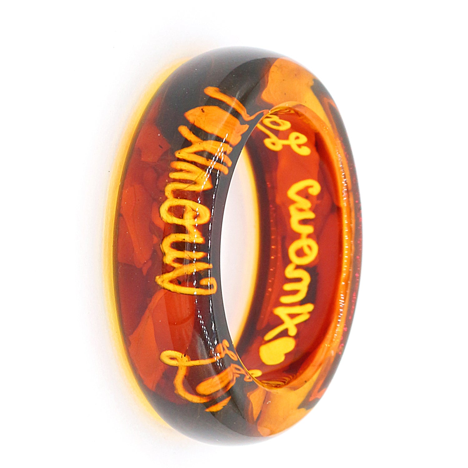 Limited Collection Gems en Vogue Carved Baltic Amber "Amour" Band Eternity Ring (this ring cannot be sized)