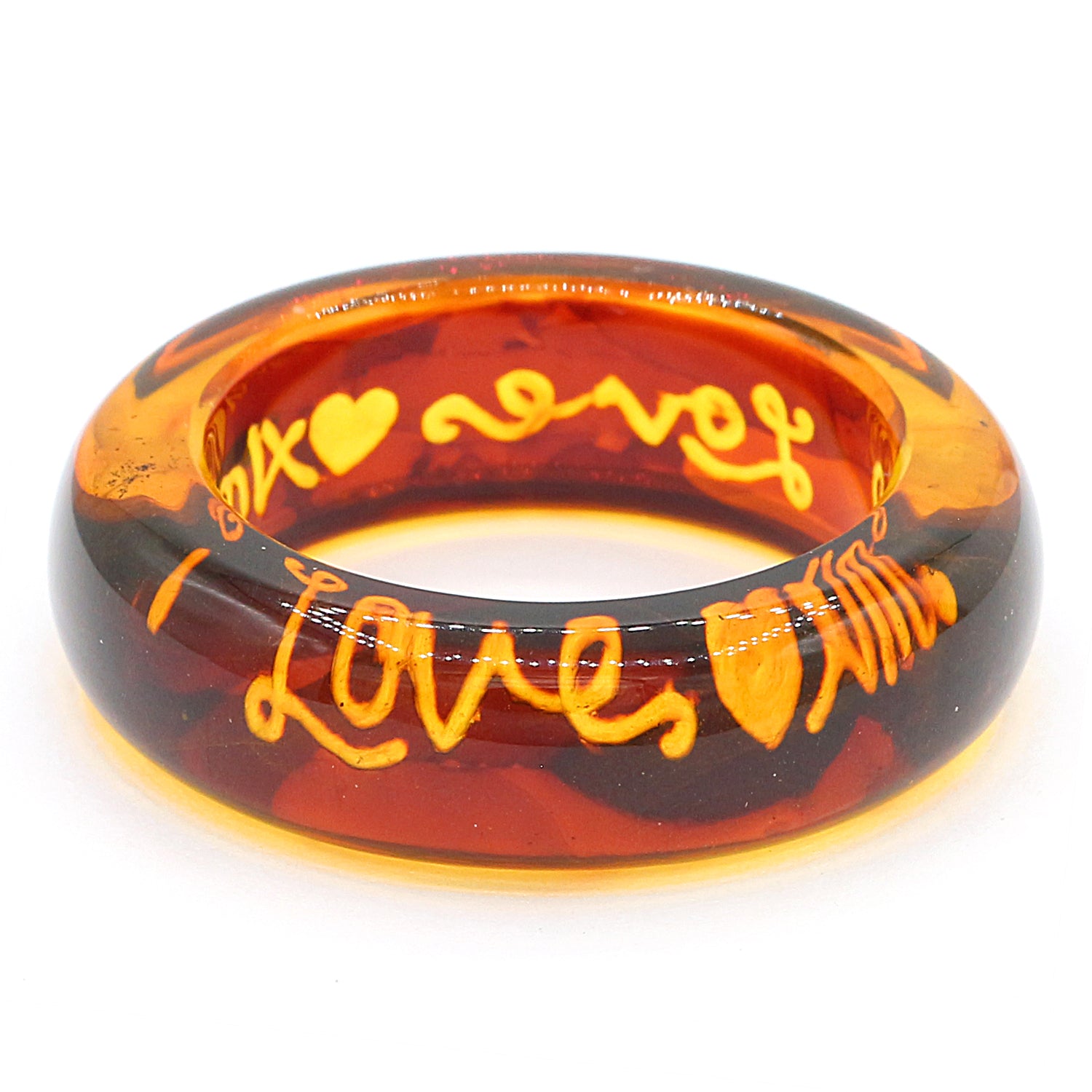 Limited Collection Gems en Vogue Carved Baltic Amber "Amour" Band Eternity Ring (this ring cannot be sized)