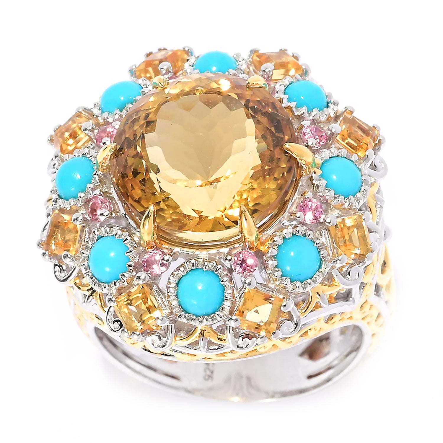 Gems en Vogue 8.73ctw Zambian Citrine & Multi Gemstones Ring