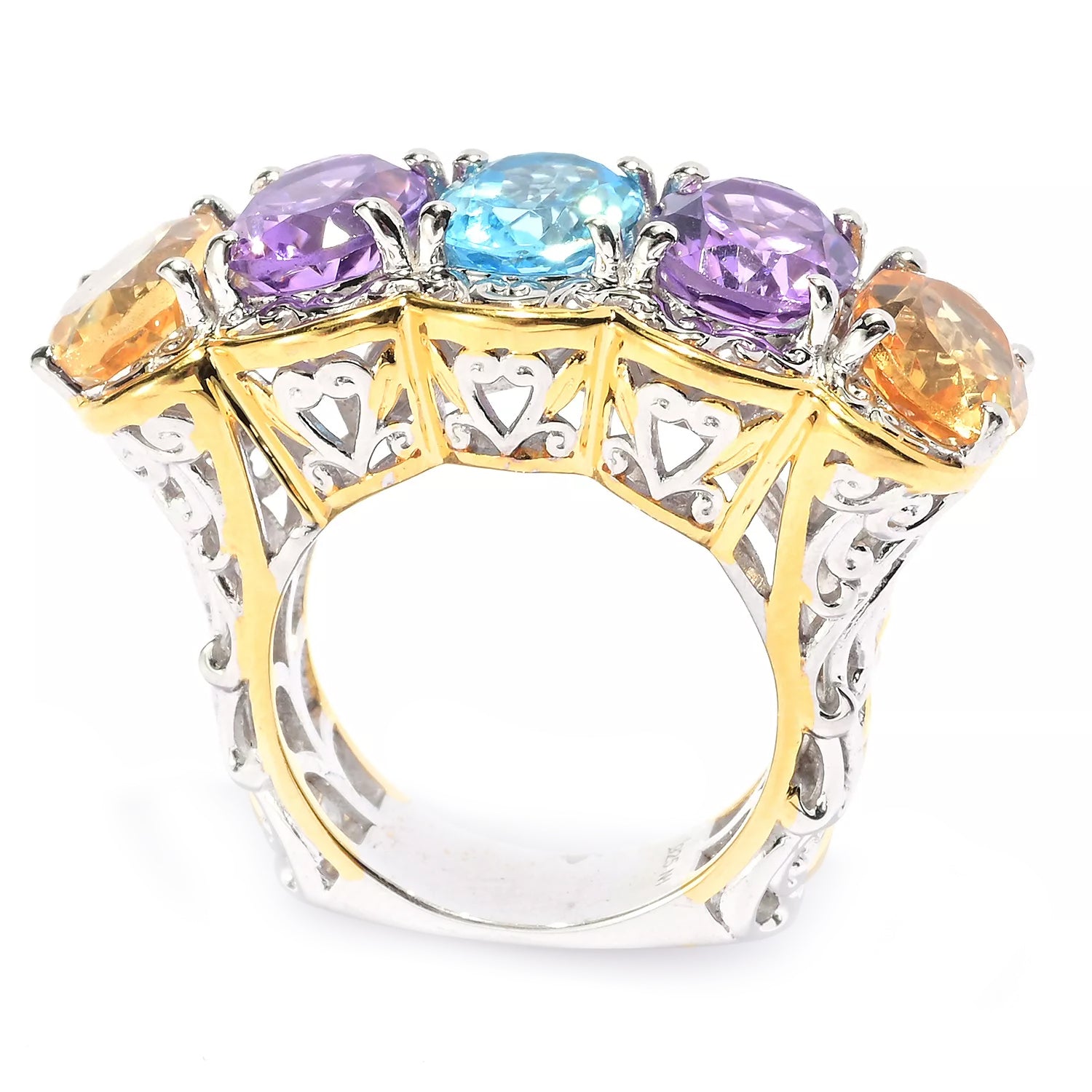 Gems en Vogue 8.93ctw Multi Gemstones Five Stone Ring