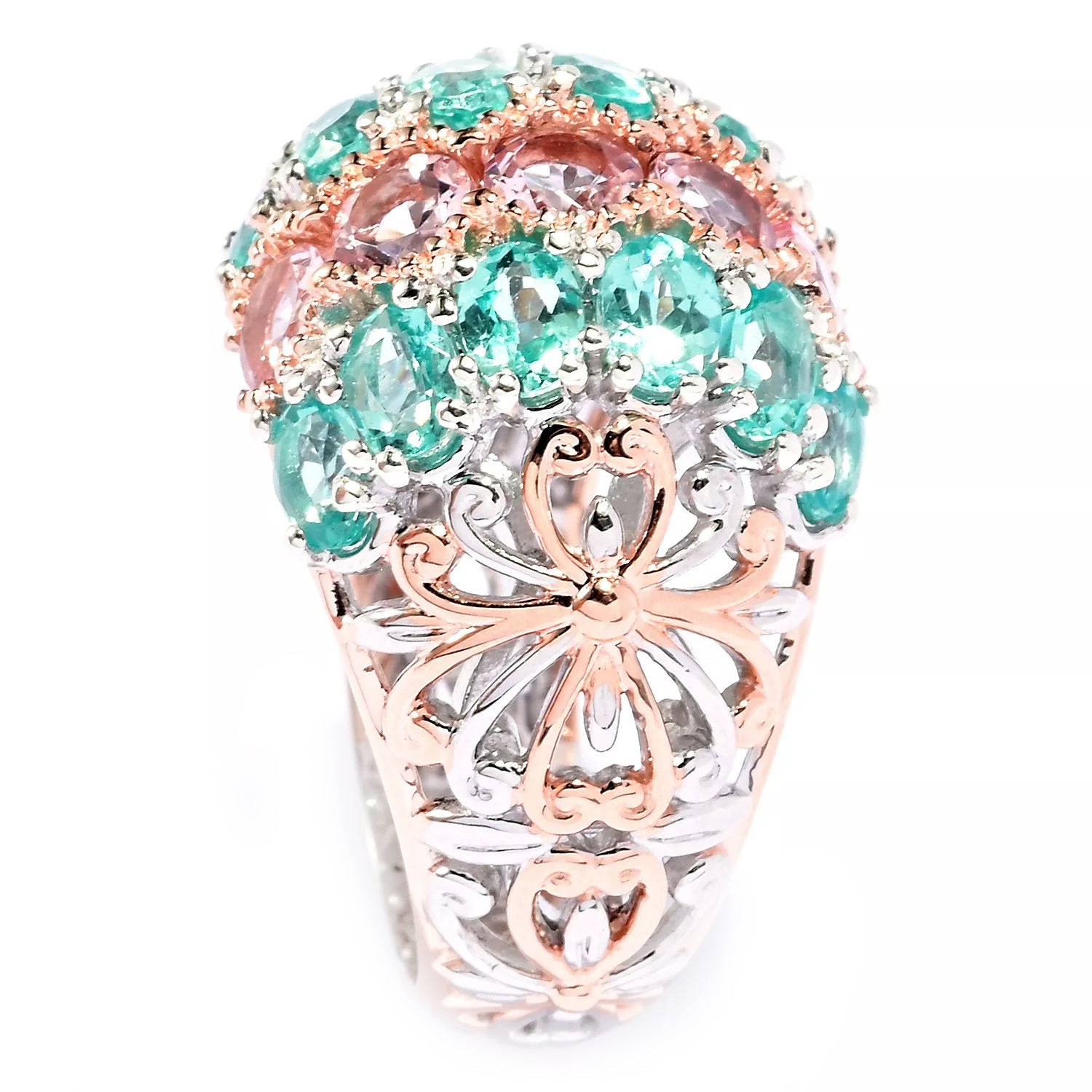 Gems en Vogue 3.42ctw Dauphin Apatite & Morganite Ring