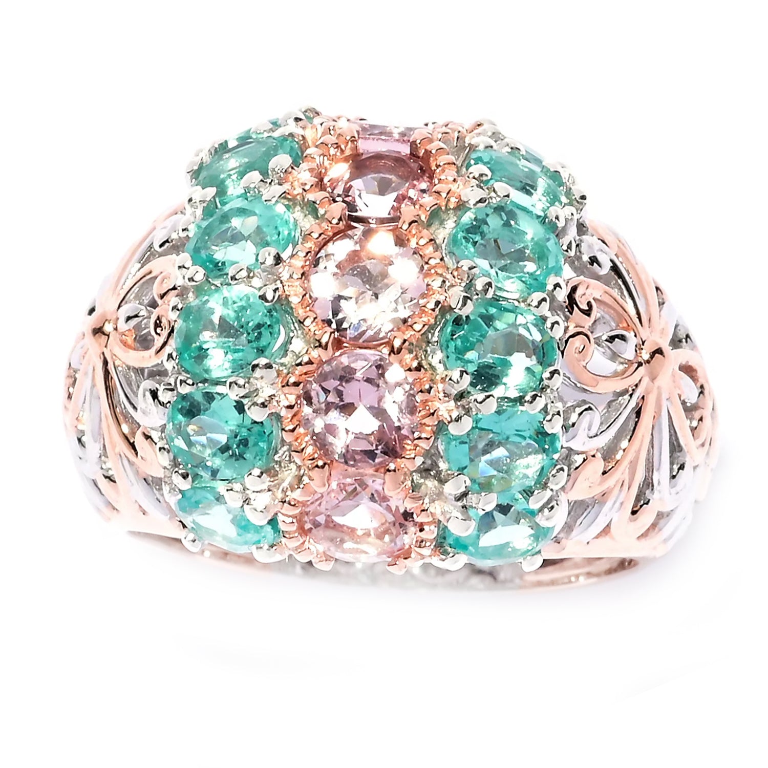 Gems en Vogue 3.42ctw Dauphin Apatite & Morganite Ring