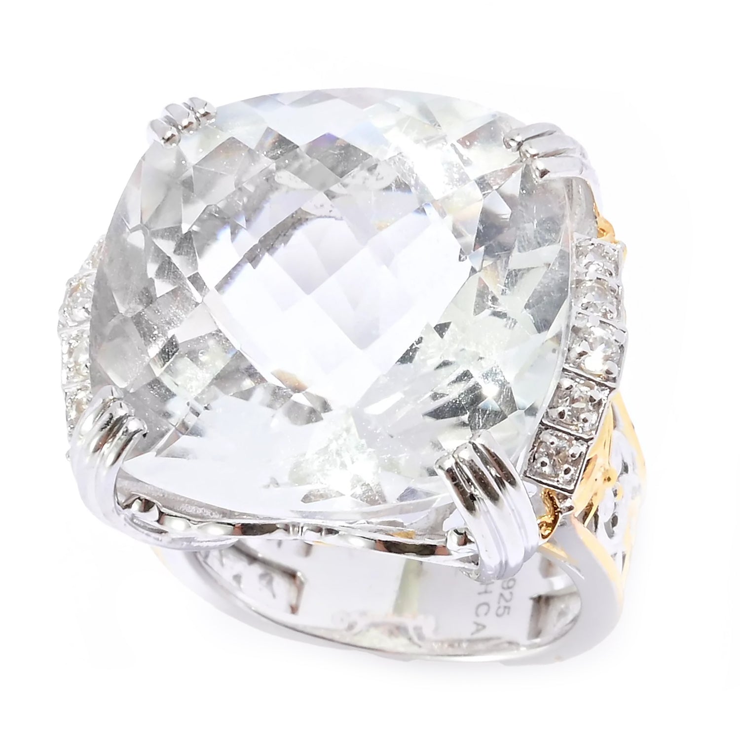 Gems en Vogue 30.98ctw Clear Quartz & White Zircon Honker Ring