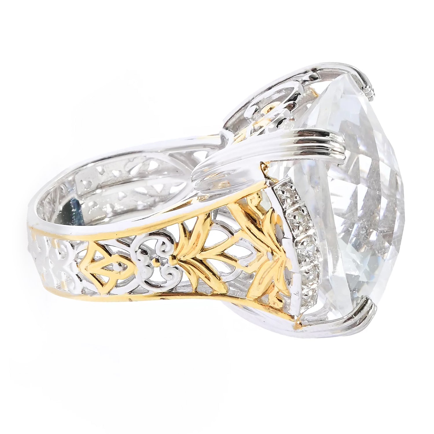 Gems en Vogue 30.98ctw Clear Quartz & White Zircon Honker Ring