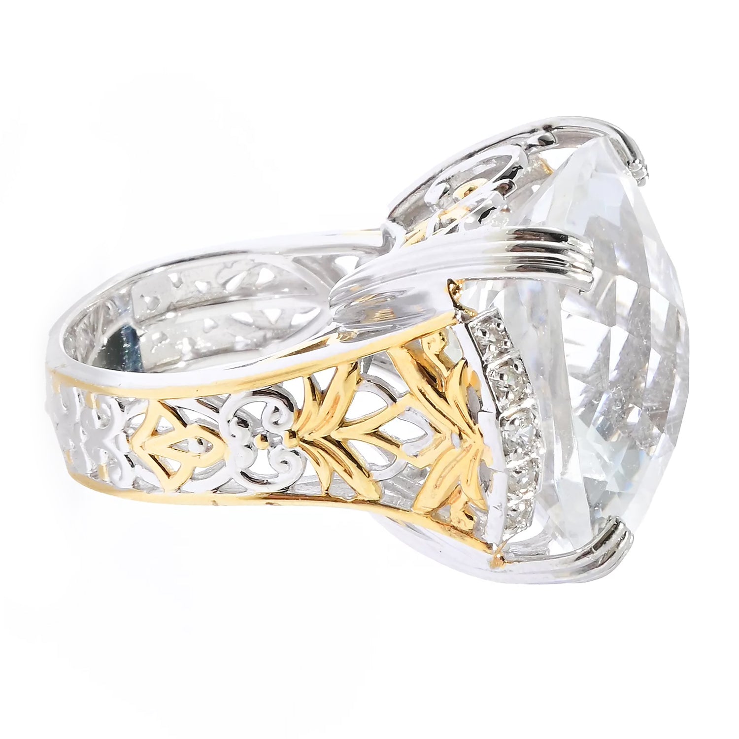 Gems en Vogue 30.98ctw Clear Quartz & White Zircon Honker Ring