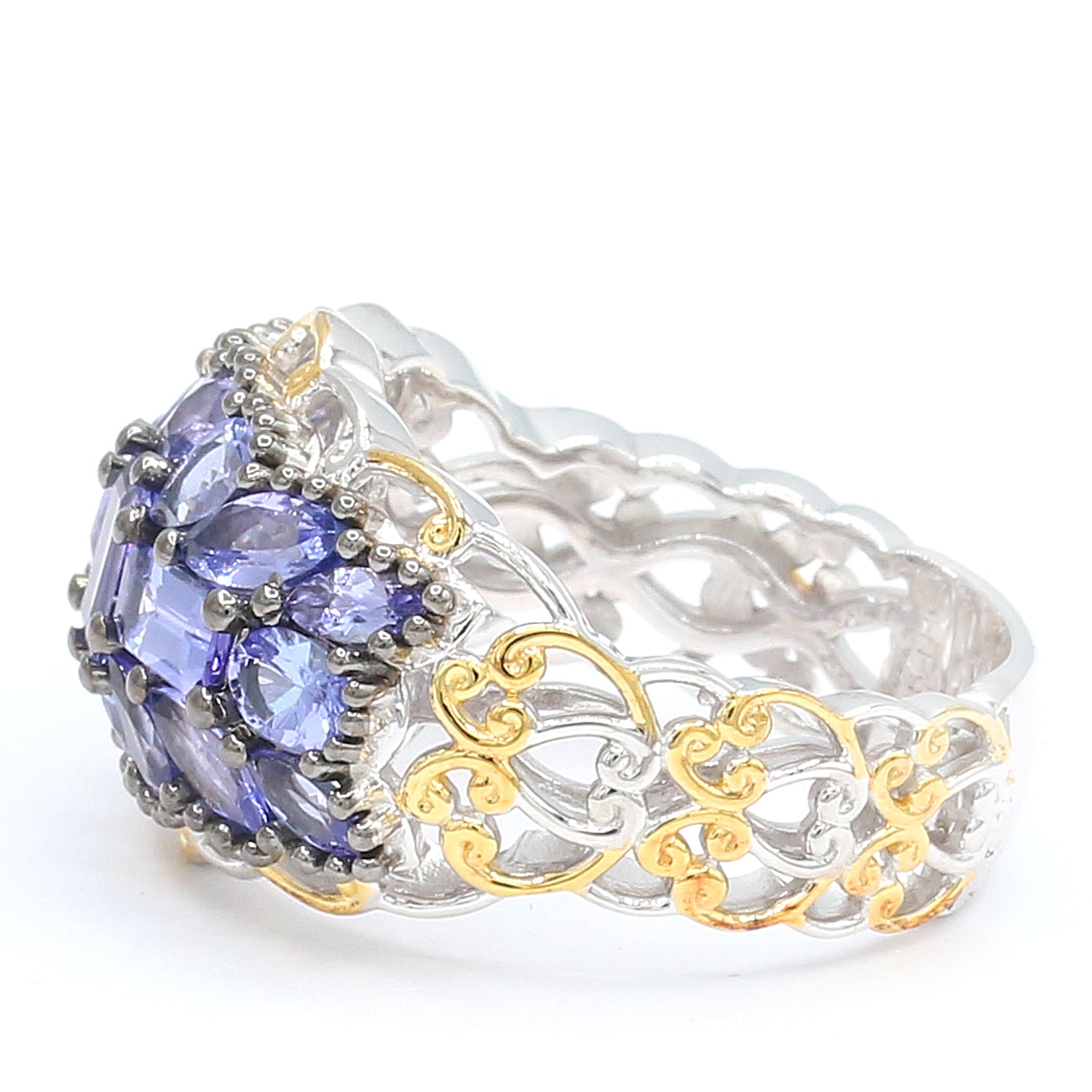 Gems en Vogue 2.86ctw Multi Shape Tanzanite Cluster Ring