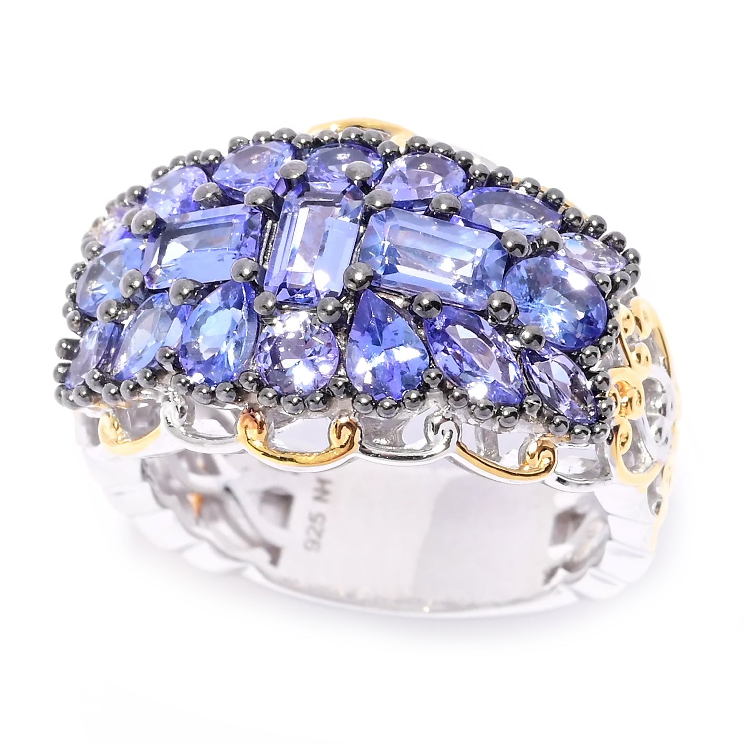 Gems en Vogue 2.86ctw Multi Shape Tanzanite Cluster Ring