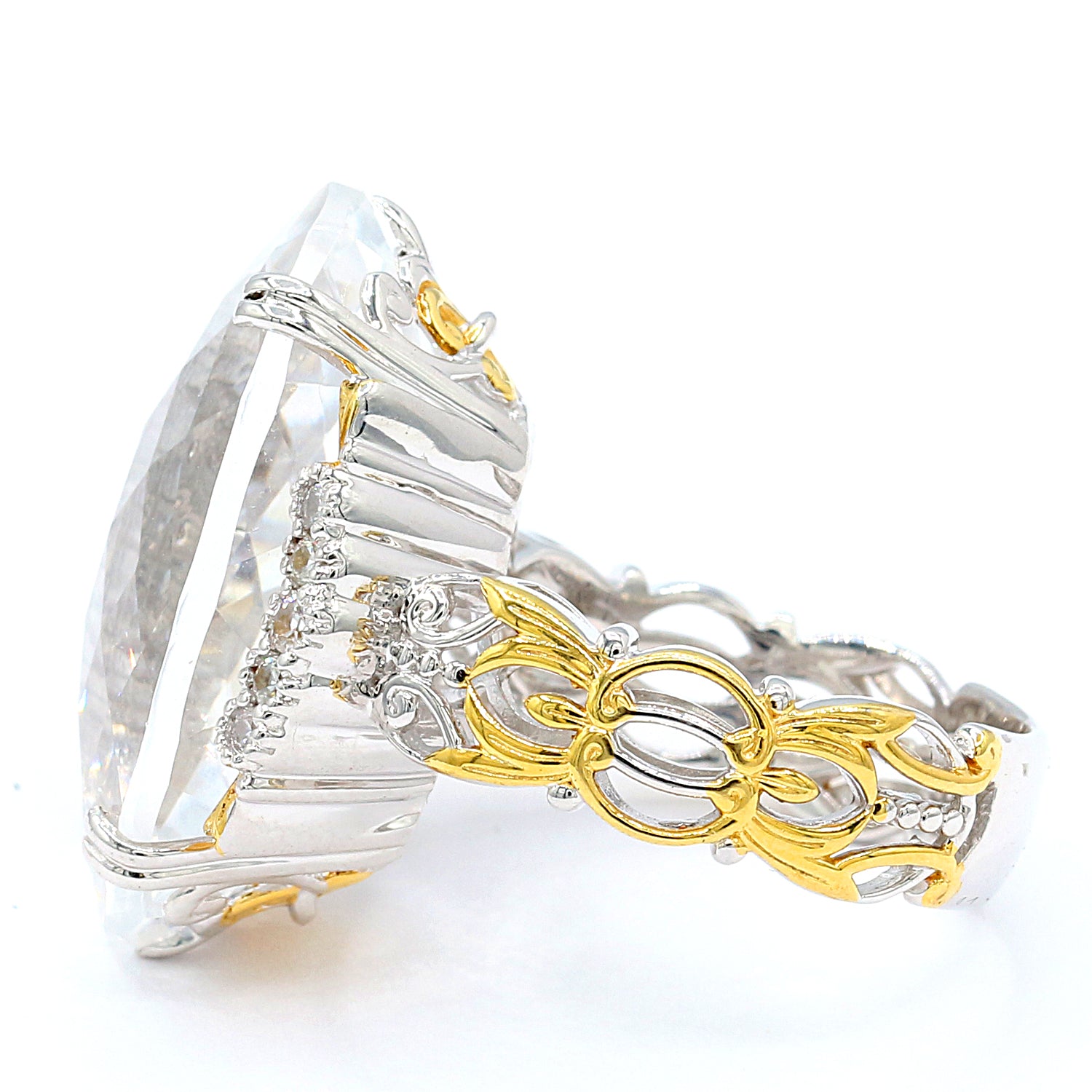 Gems en Vogue 26.33ctw Clear Quartz & White Zircon Honker Ring