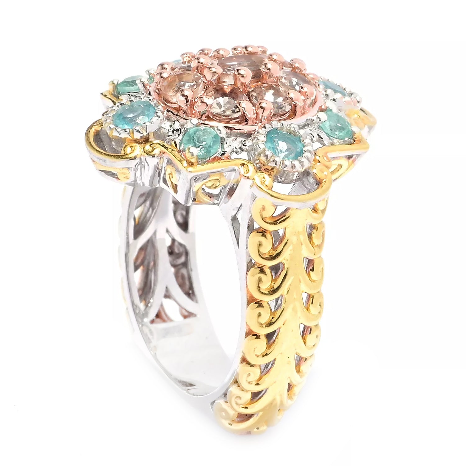 Gems en Vogue 1.61ctw Morganite & Paraiba Apatite Ring