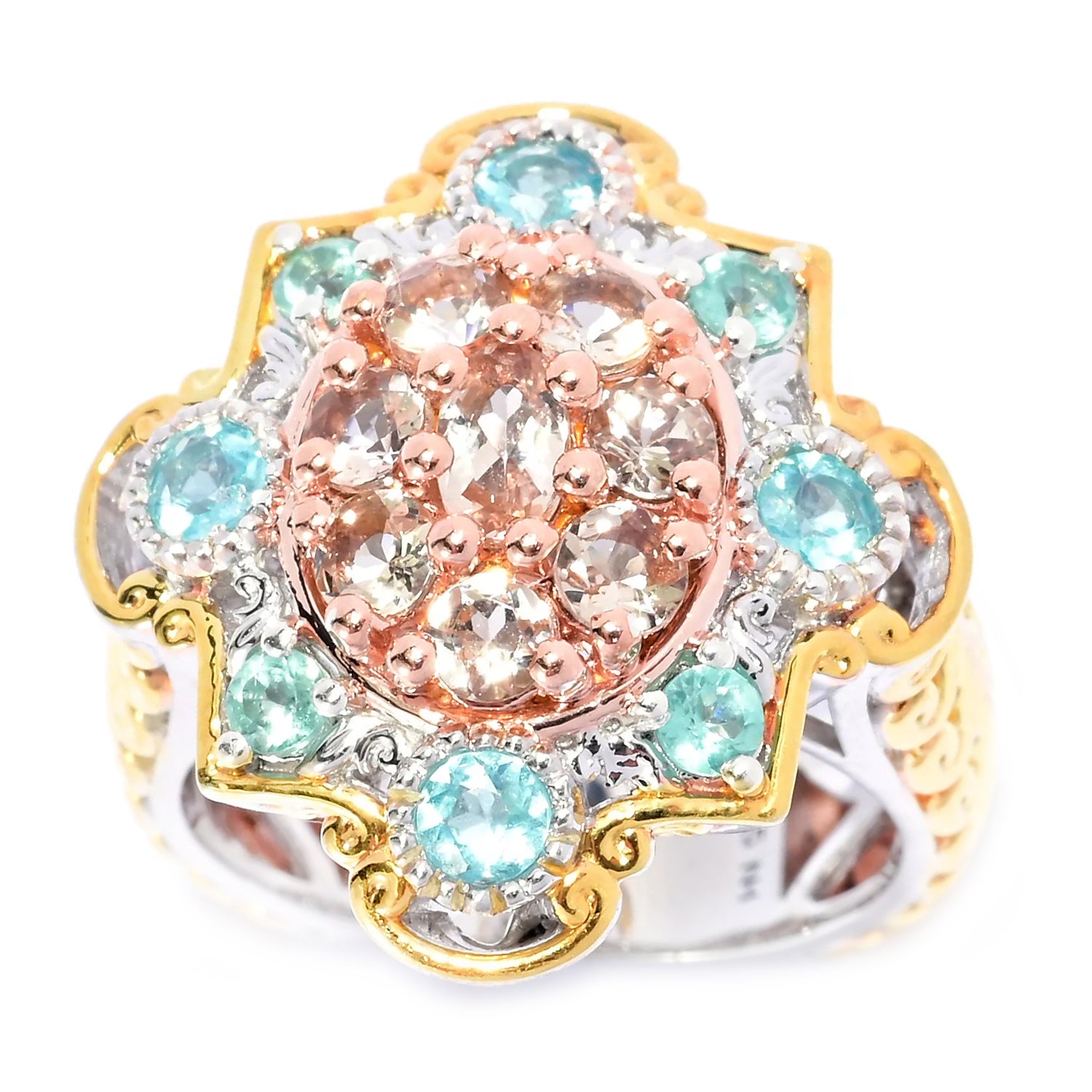 Gems en Vogue 1.61ctw Morganite & Paraiba Apatite Ring