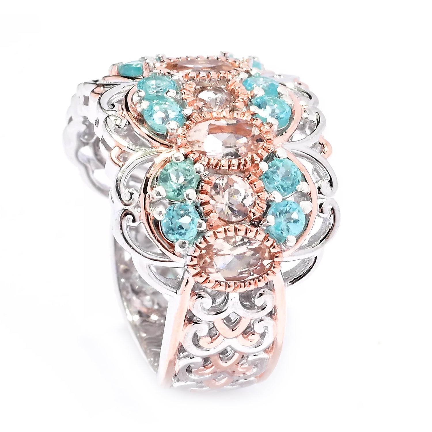 Gems en Vogue 2.78ctw Morganite & Paraiba Apatite Ring