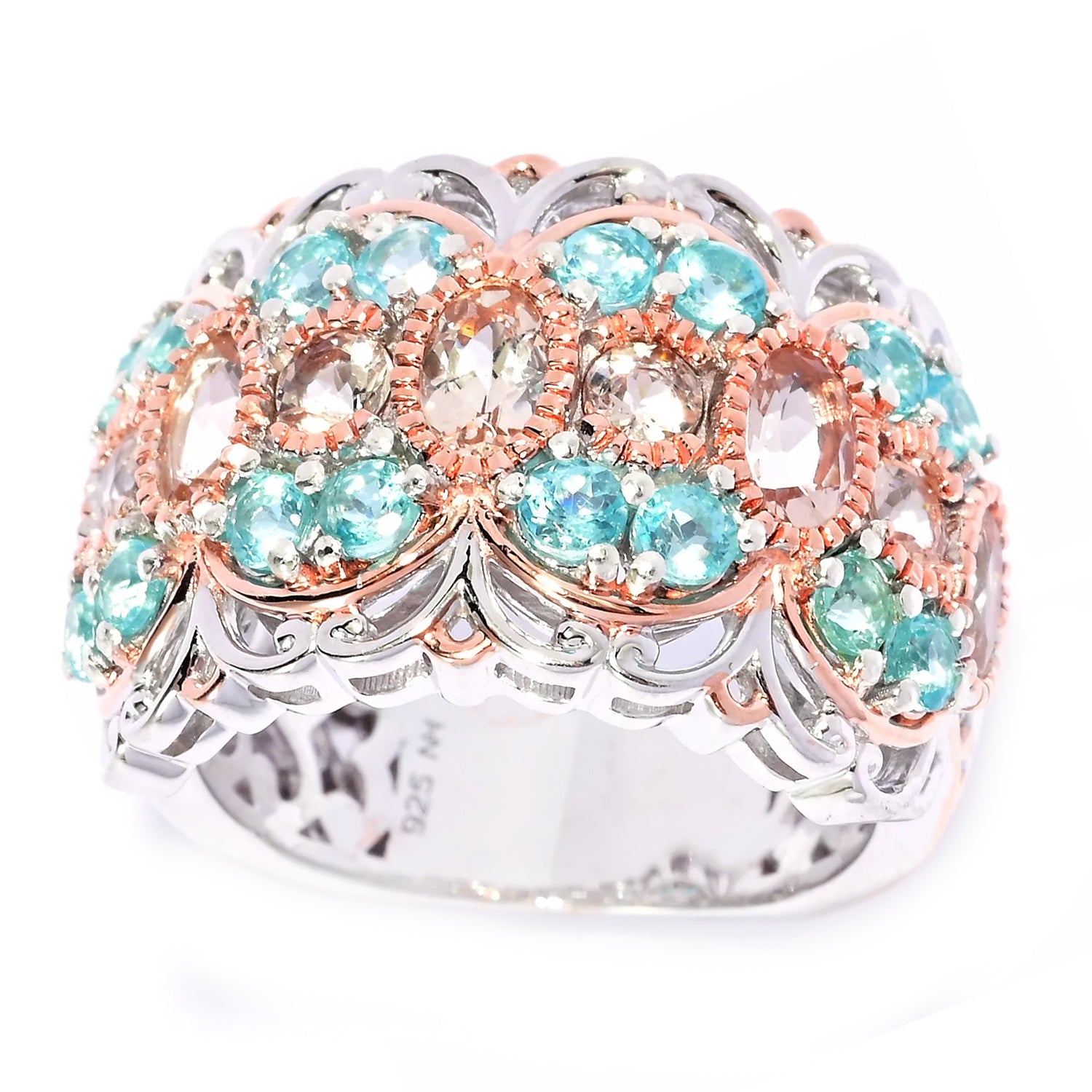 Gems en Vogue 2.78ctw Morganite & Paraiba Apatite Ring