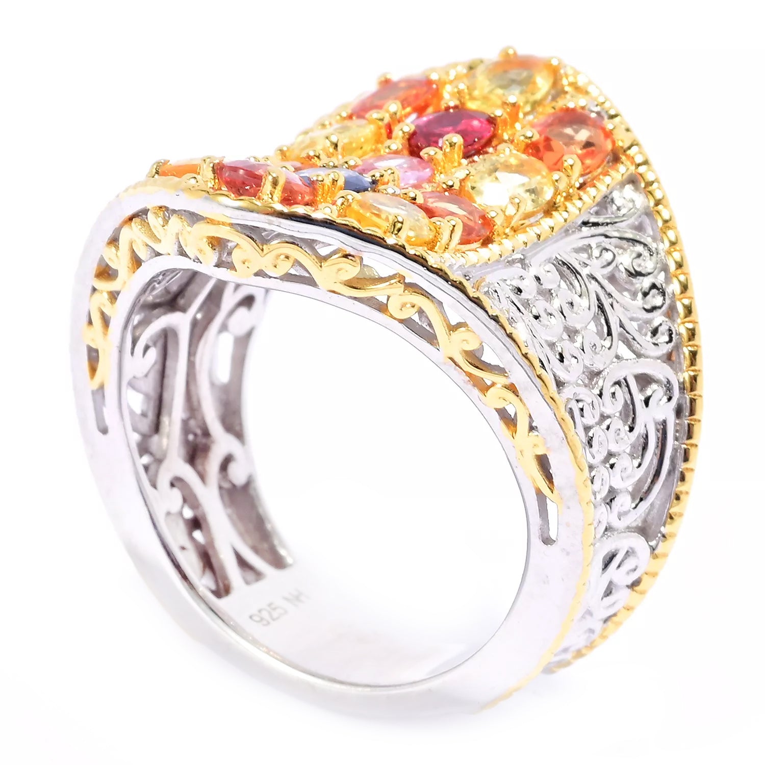 Gems en Vogue 2.37ctw Multi Color Pastel Sapphire Ring