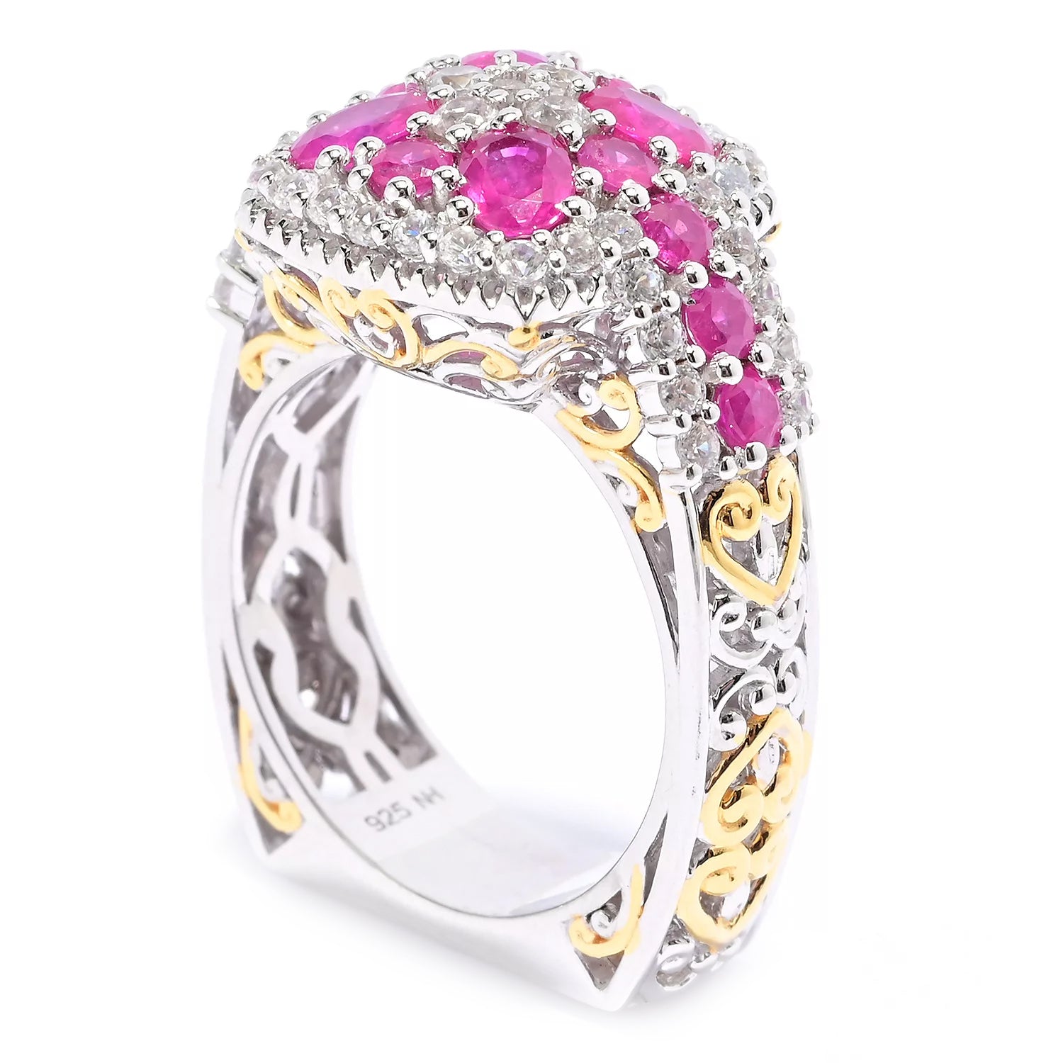 Gems en Vogue 2.62ctw Burmese Ruby & White Zircon Ring