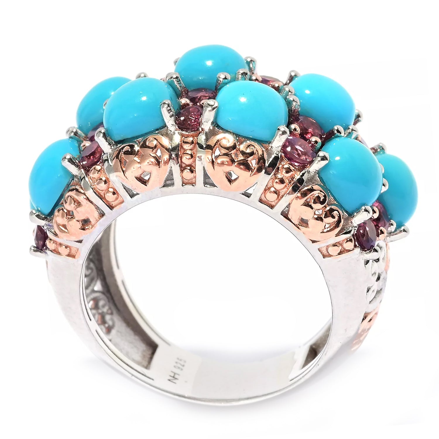 Gems en Vogue Sleeping Beauty Turquoise & Pink Tourmaline Ring