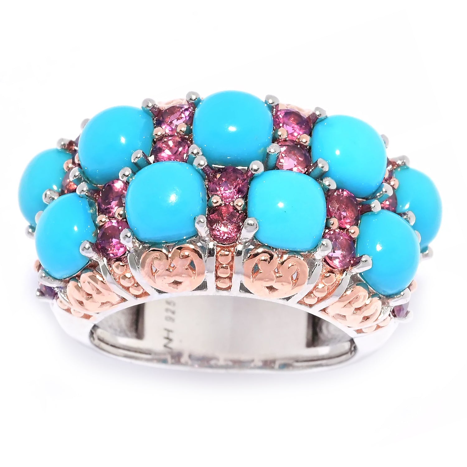 Gems en Vogue Sleeping Beauty Turquoise & Pink Tourmaline Ring