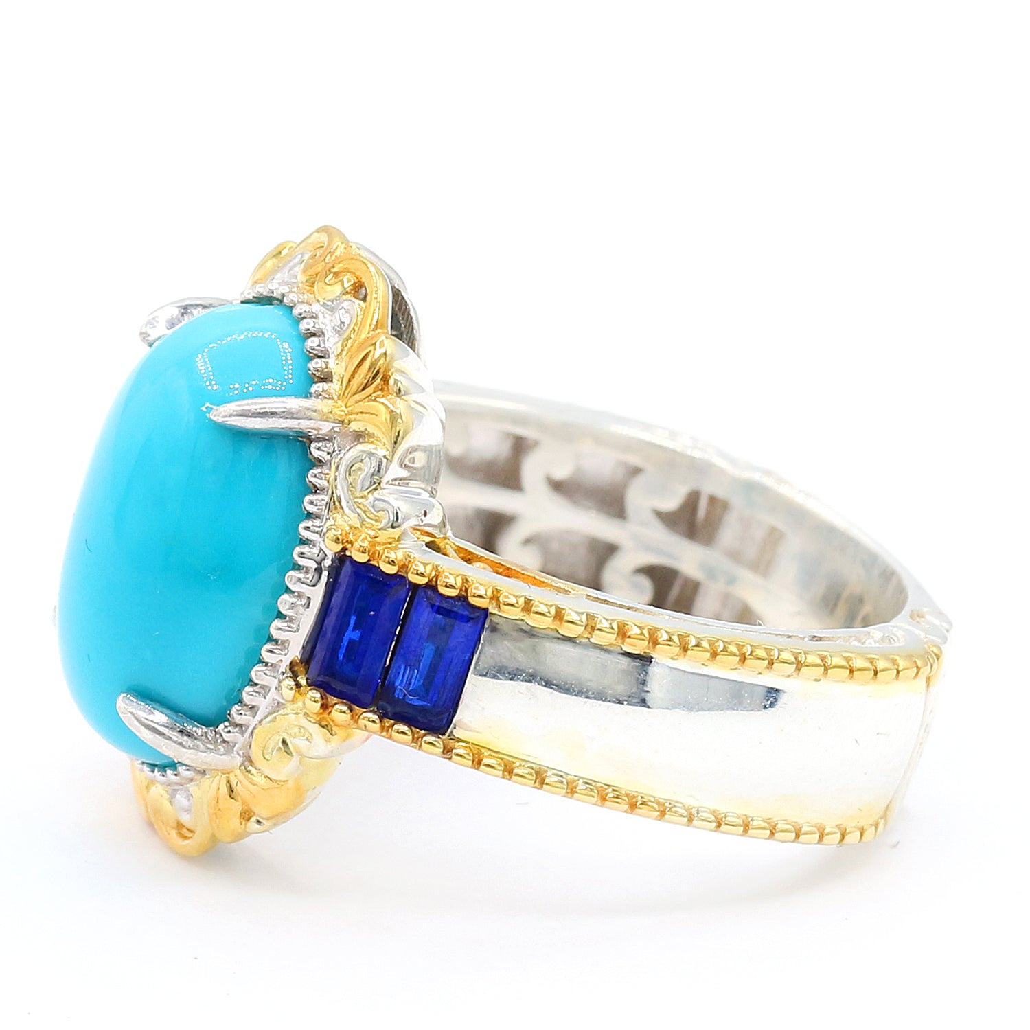 Gems en Vogue Sleeping Beauty Turquoise & Cobalt Blue Spinel Ring