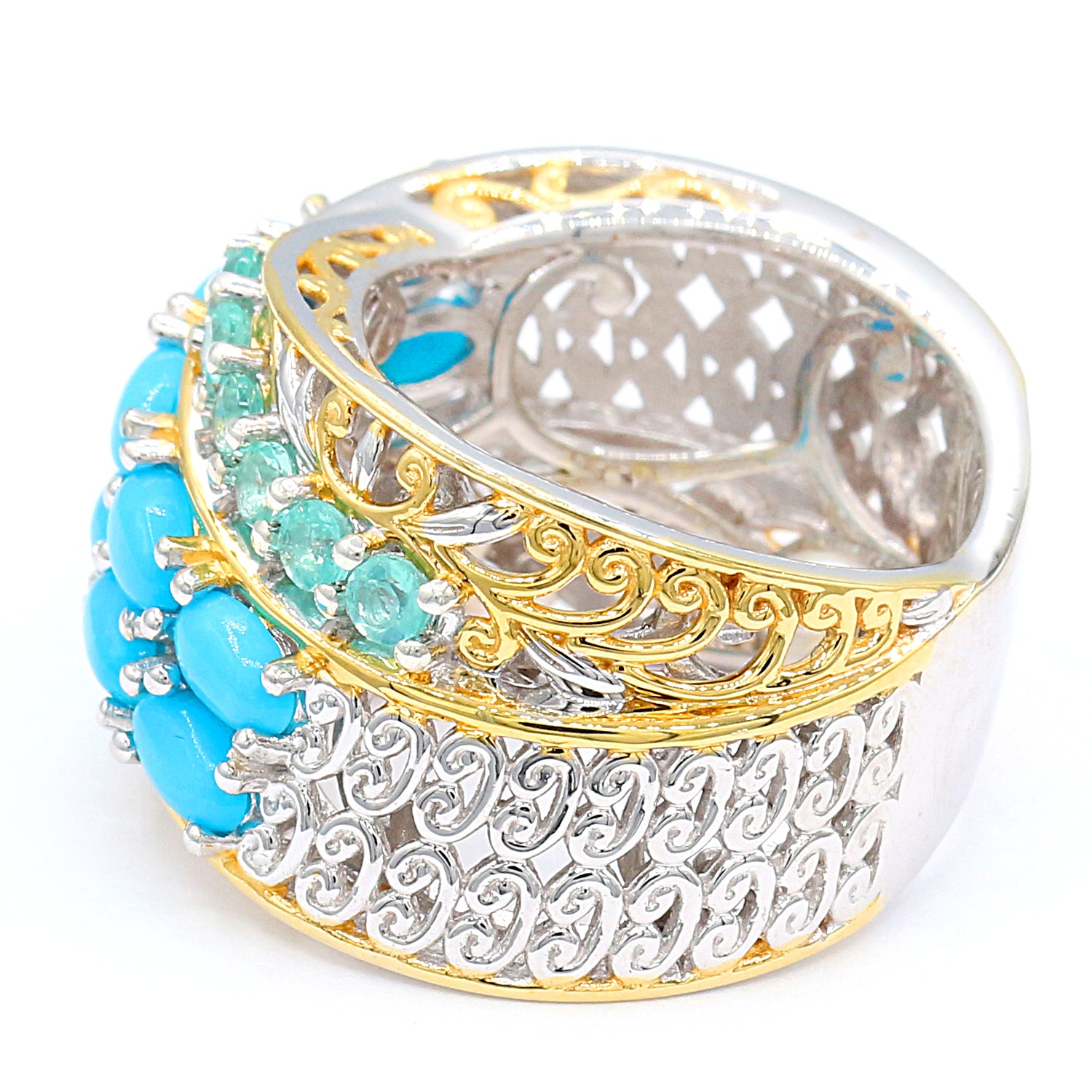 Gems en Vogue Sleeping Beauty Turquoise & Dauphin Apatite Crossover Ring