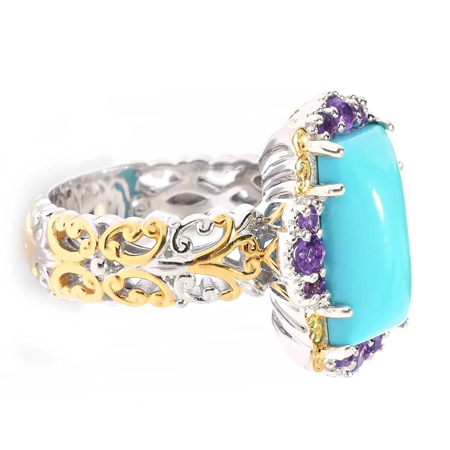 Gems en Vogue Sleeping Beauty Turquoise & Amethyst Ring