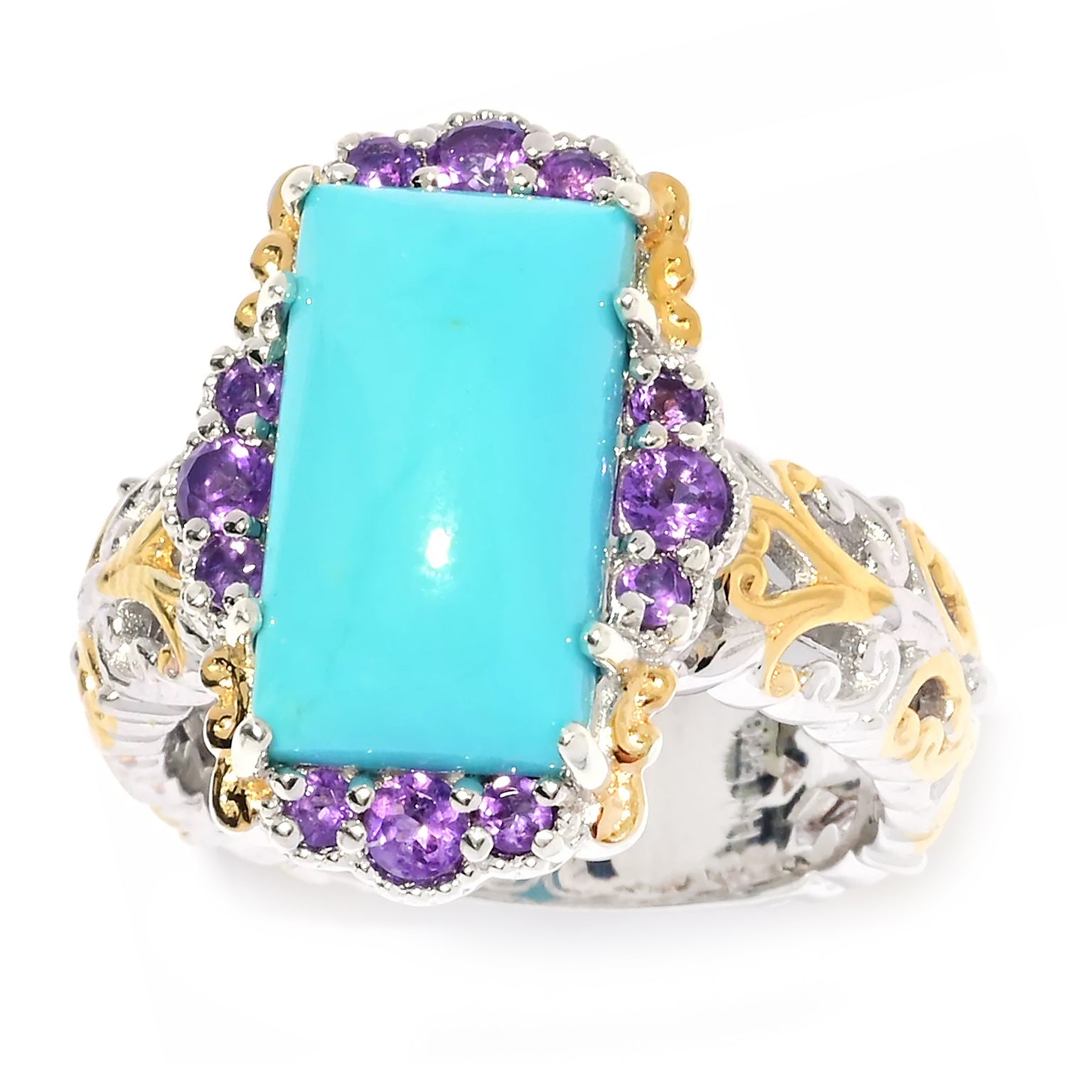 Gems en Vogue Sleeping Beauty Turquoise & Amethyst Ring