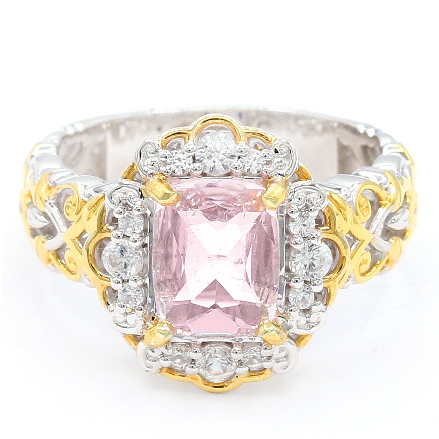 Gems en Vogue One-of-a-Kind 2.56ctw Morganite & White Zircon Ring