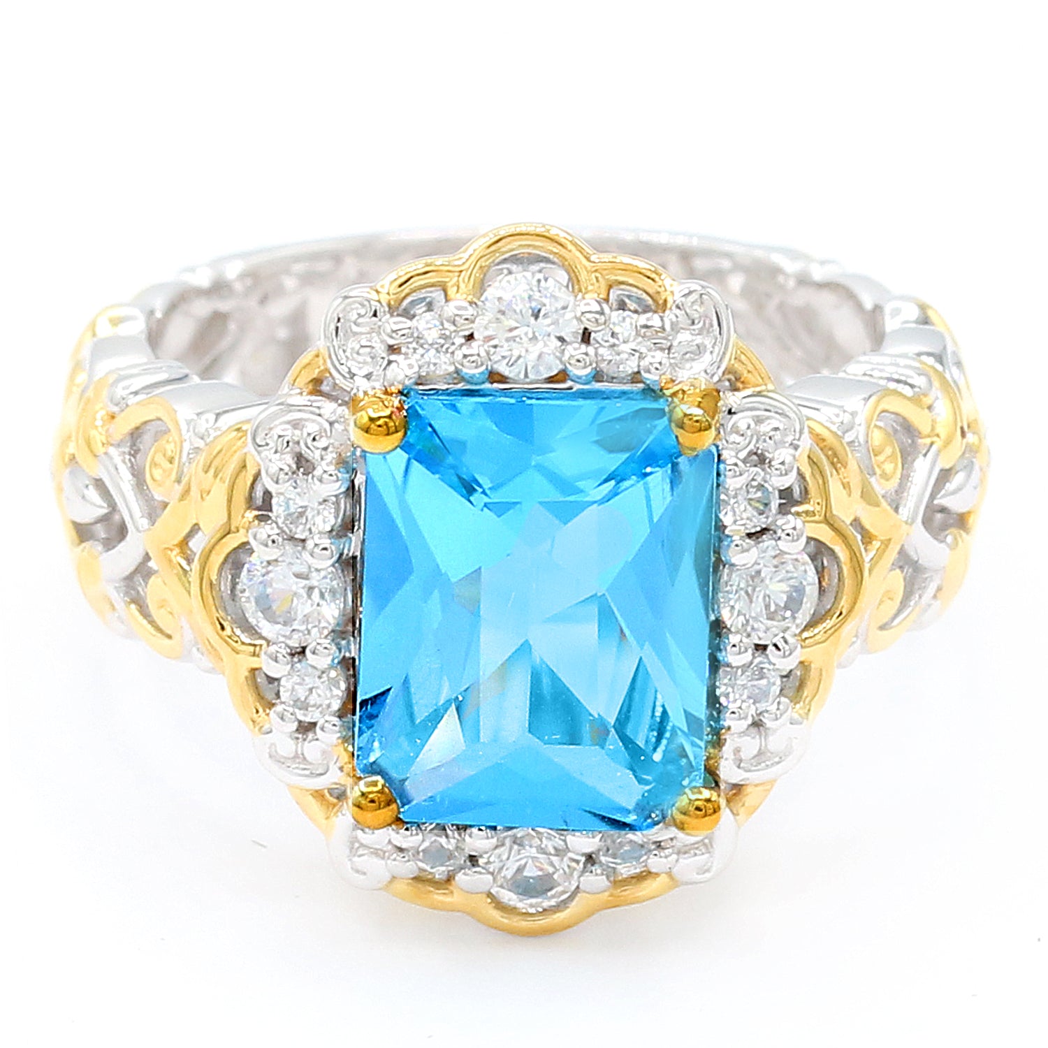 Gems en Vogue 4.80ctw Swiss Blue Topaz & White Zircon Ring