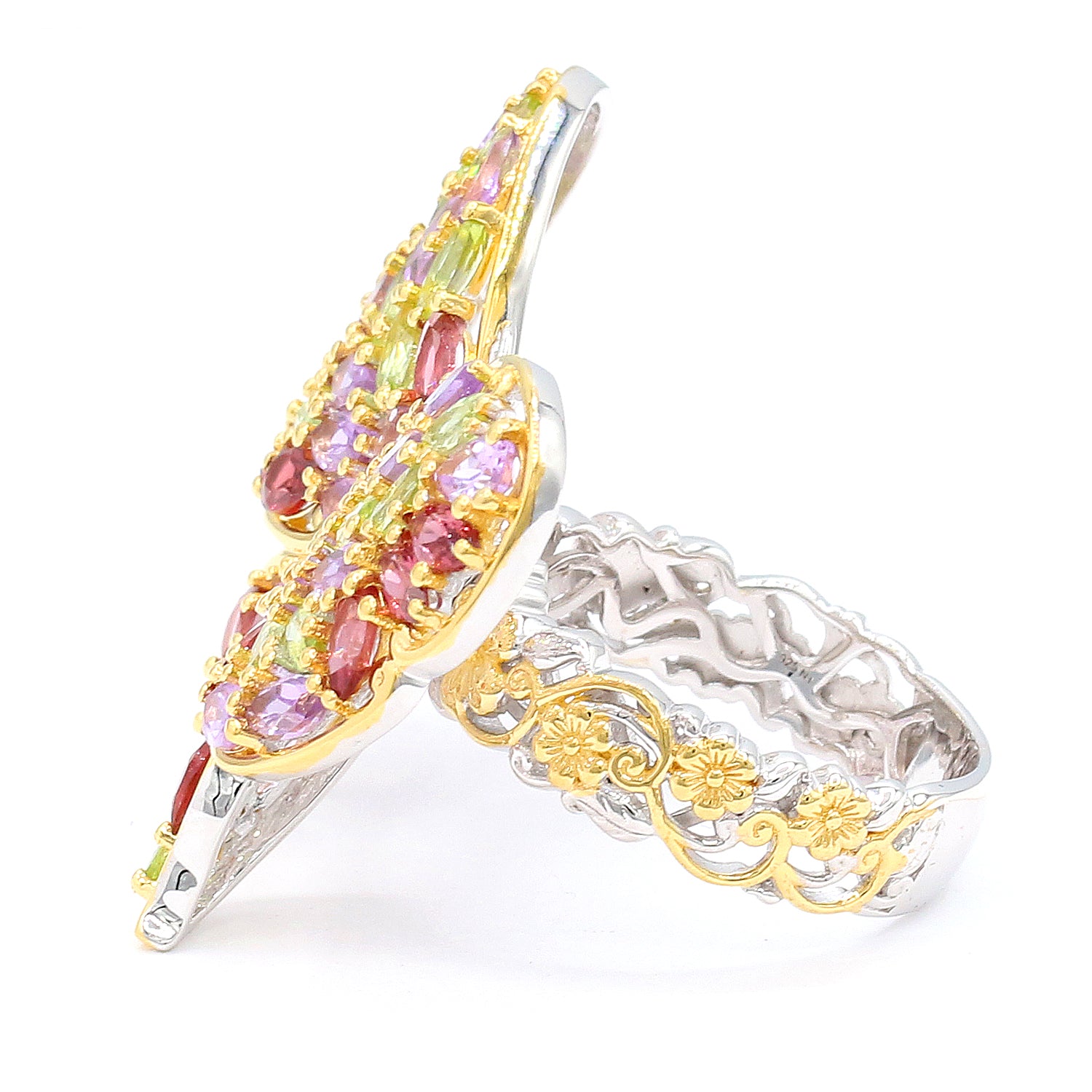 Gems en Vogue 8.29ctw Multi Gemstones Butterfly Ring