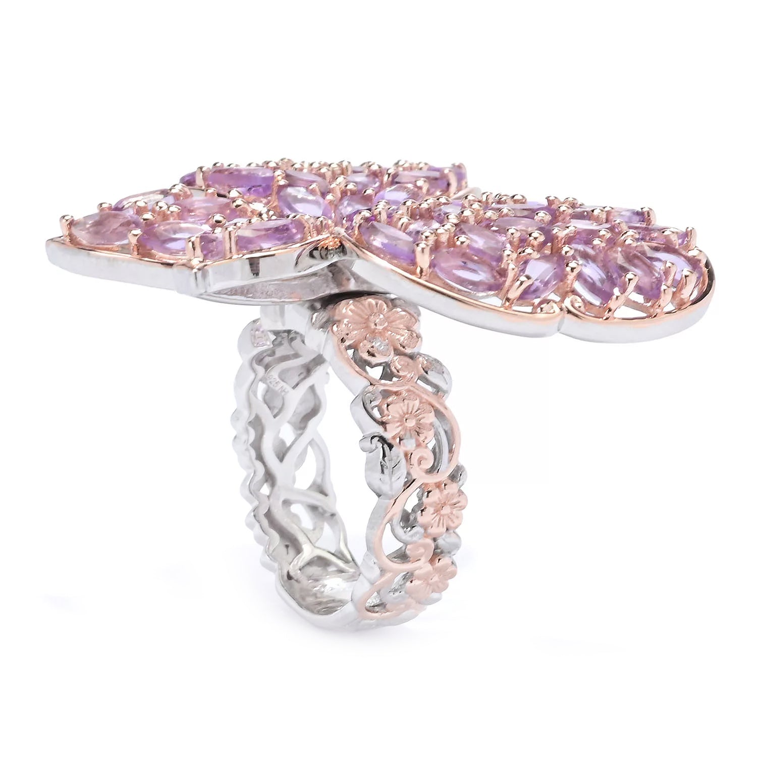 Gems en Vogue 7.53ctw Brazilian Amethyst Butterfly Ring