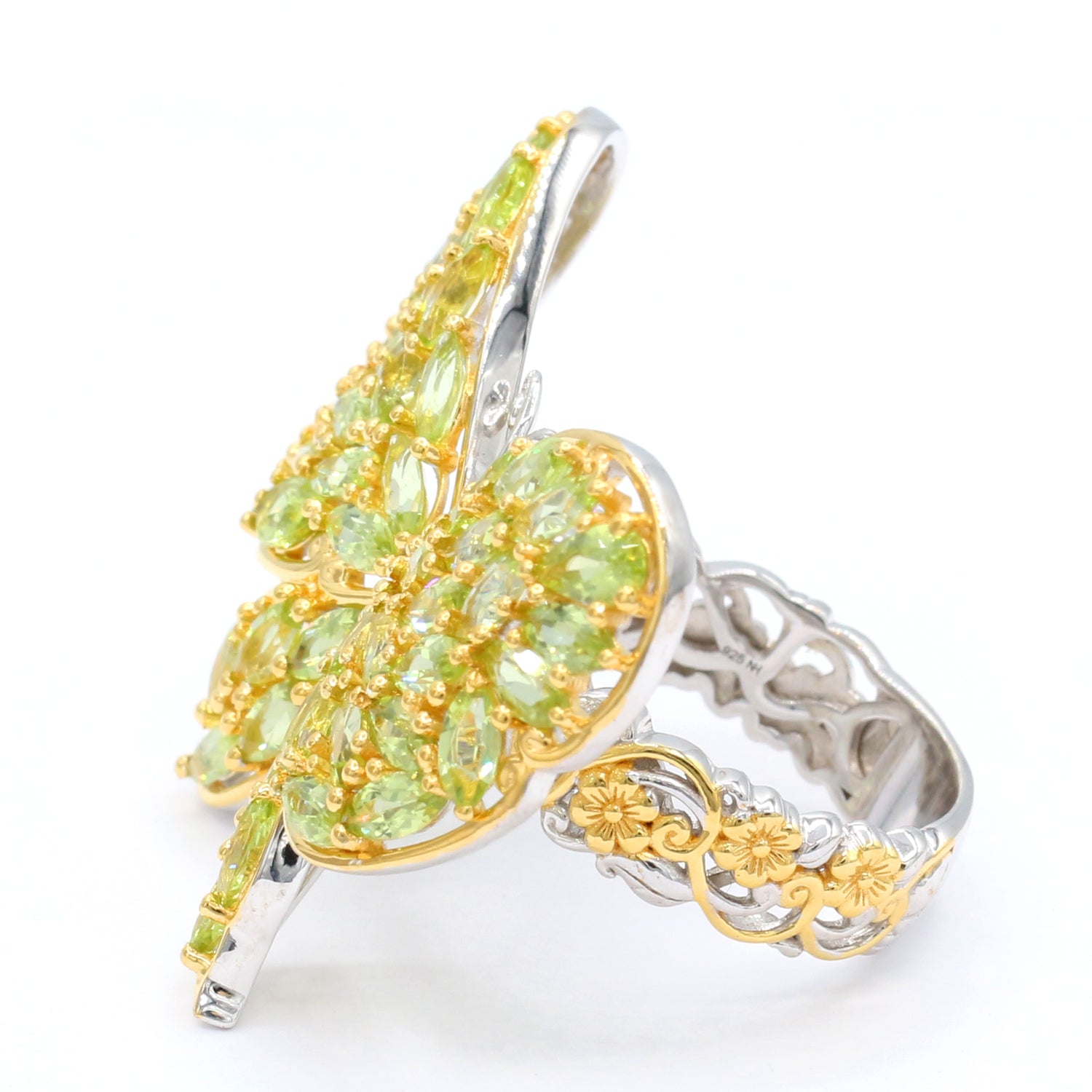 Gems en Vogue 7.99ctw Peridot Butterfly Ring