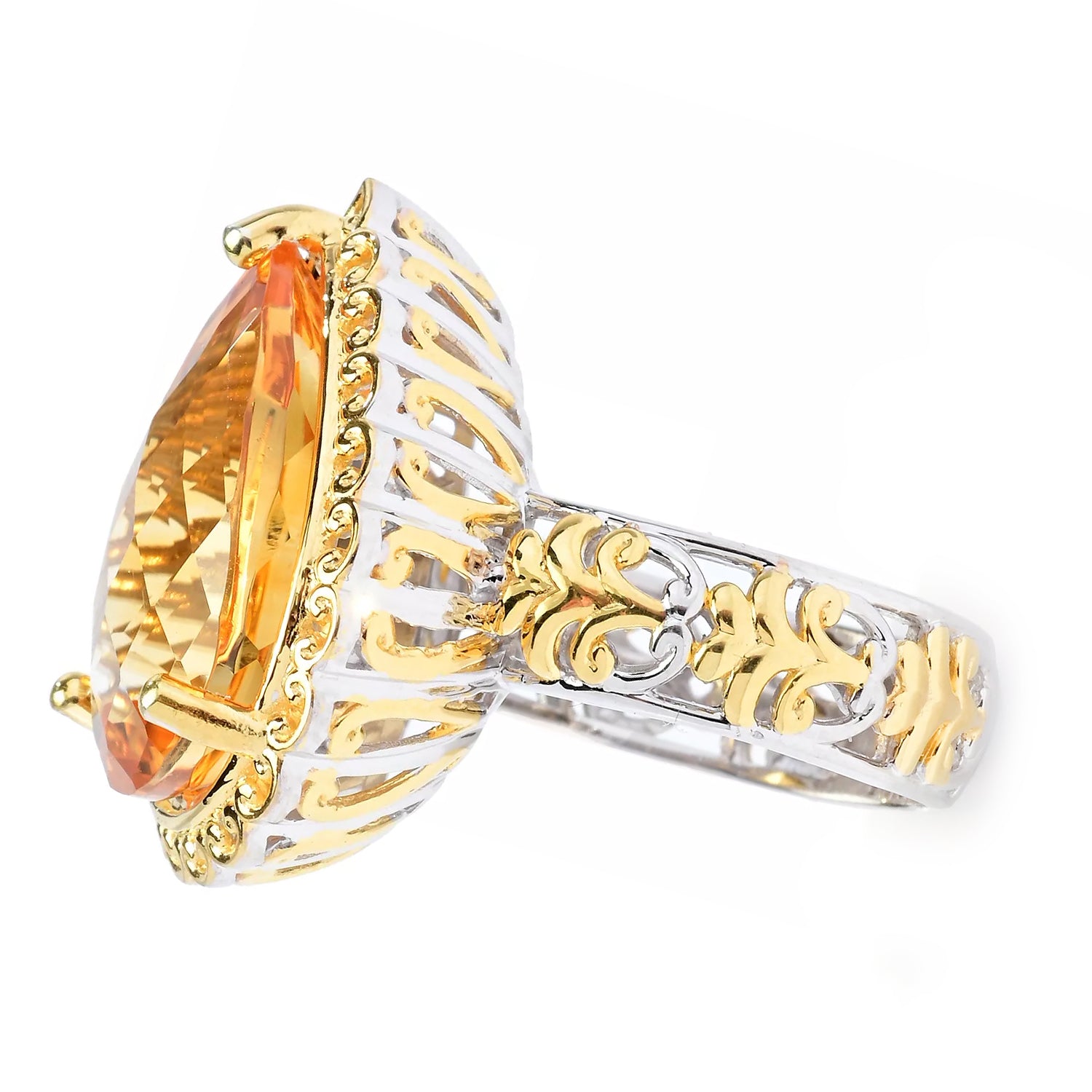 Gems en Vogue 15.00ctw Pear Shape Rio Grande Citrine Ring