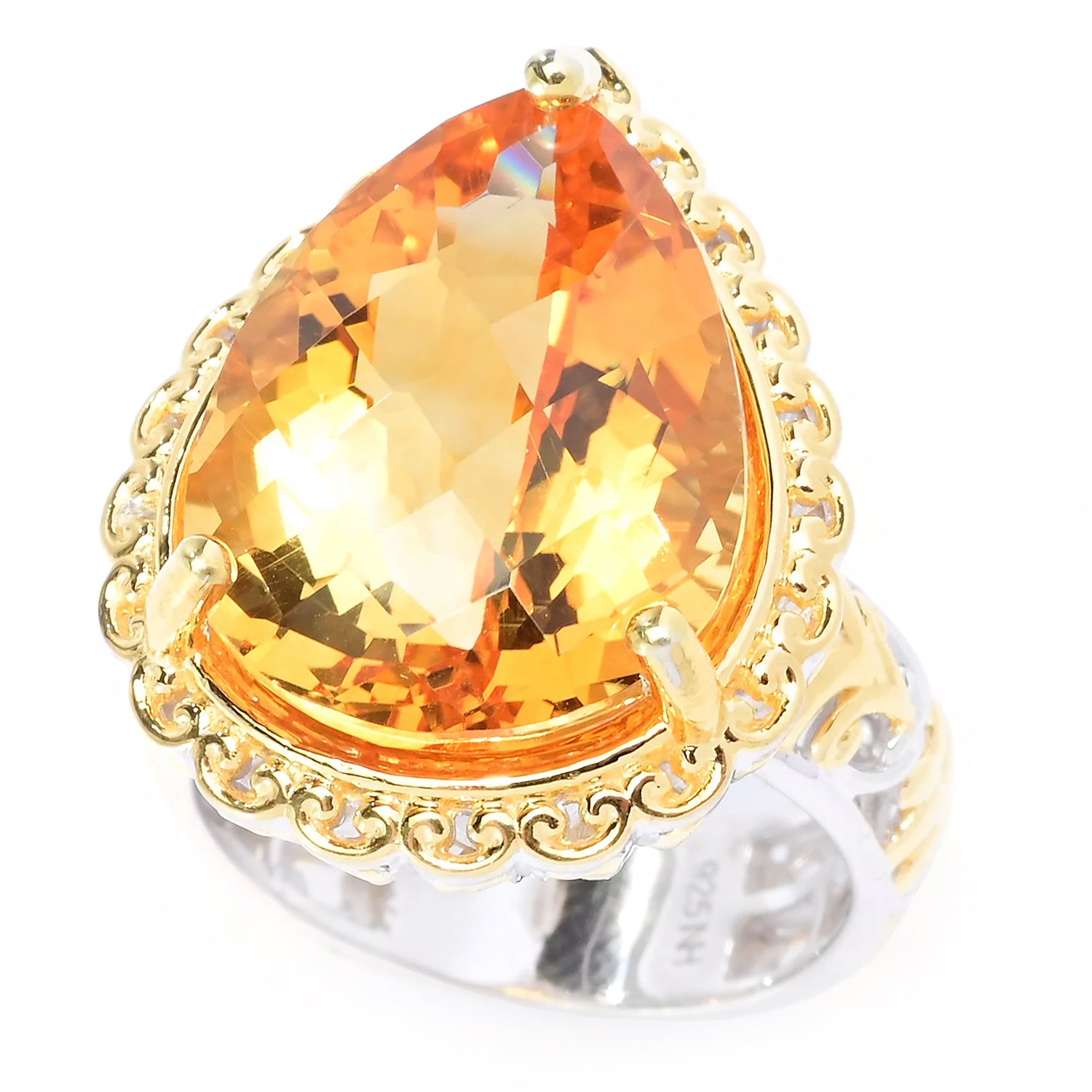 Gems en Vogue 15.00ctw Pear Shape Rio Grande Citrine Ring