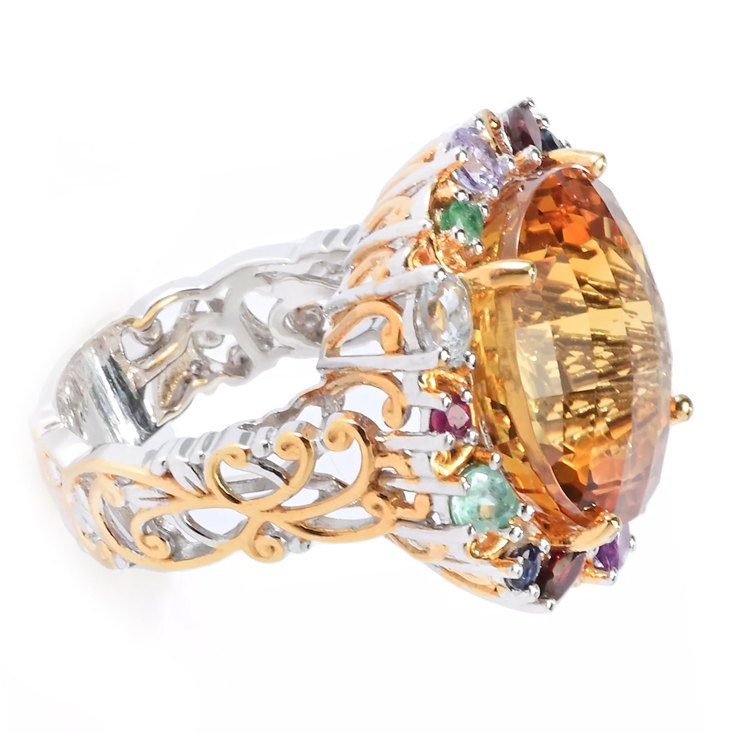 Gems en Vogue 17.47ctw Rio Grande Citrine & Multi Gemstones Ring