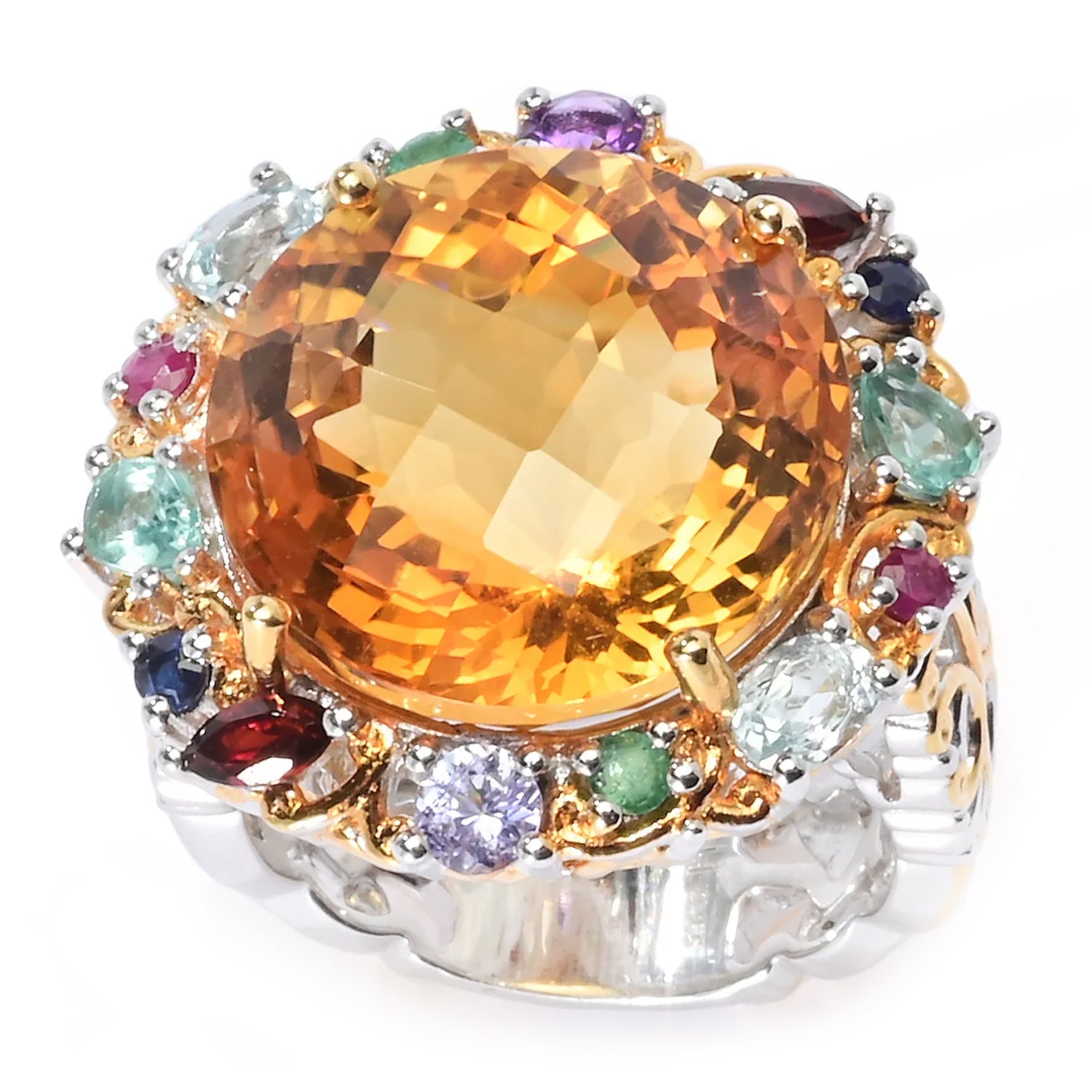 Gems en Vogue 17.47ctw Rio Grande Citrine & Multi Gemstones Ring