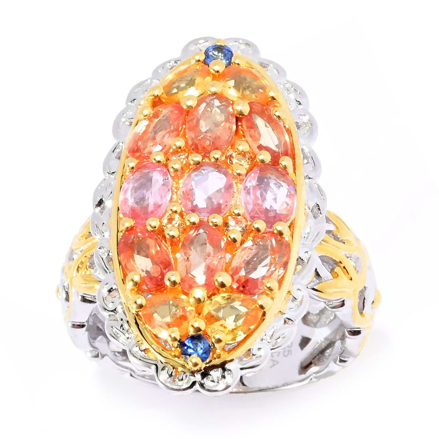 Gems en Vogue 2.54ctw Multi Sapphire Oval Ring